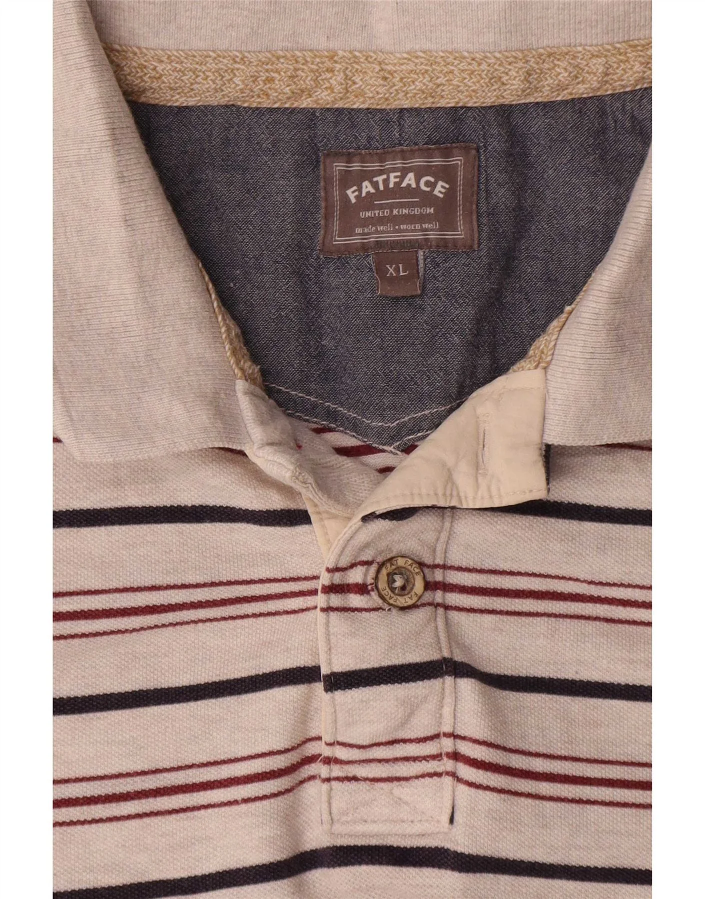 Fat Face Mens Polo Shirt XL Grey Striped Cotton - Image 3