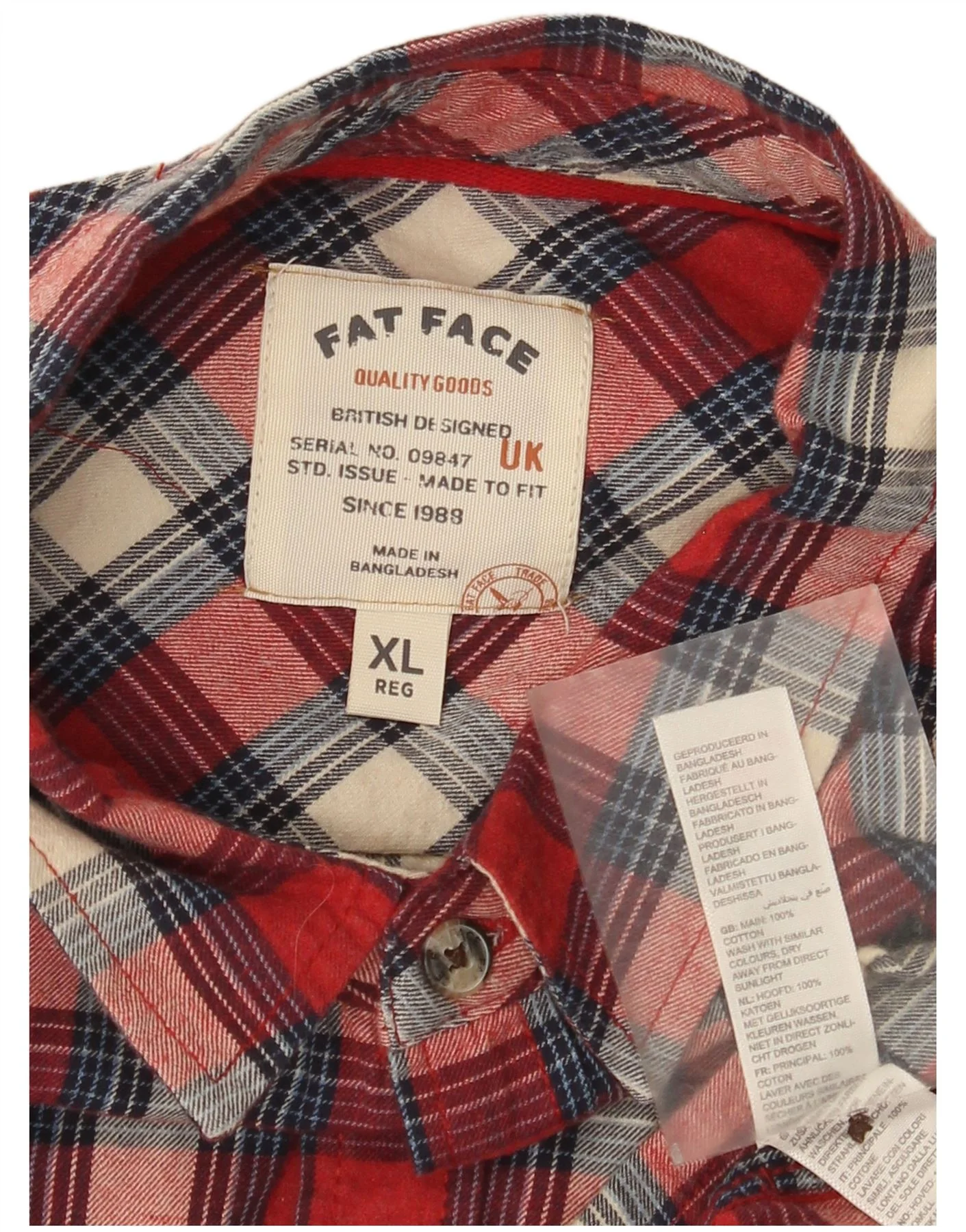 Fat Face Mens Regular Fit Flannel Shirt XL Red Check Cotton - Image 3