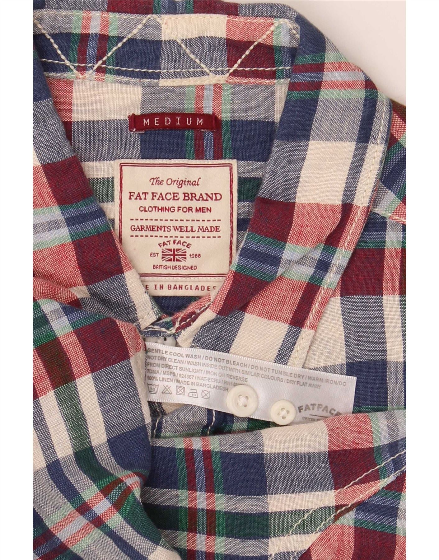 Fat Face Mens Shirt Medium Multicoloured Check Linen - Image 3