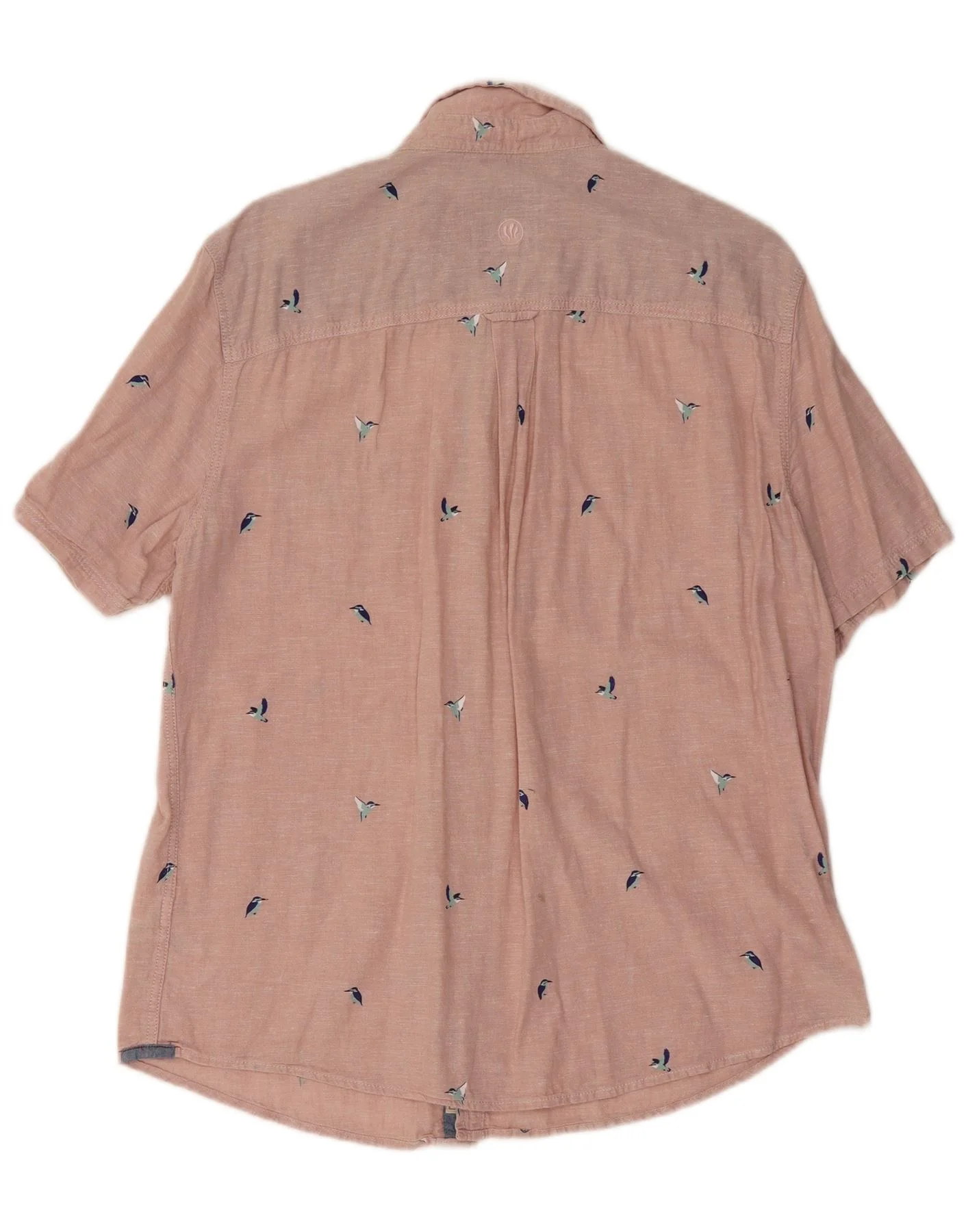 Fat Face Mens Short Sleeve Regular Fit Shirt Large Pink Animal Print Linen - Image 2