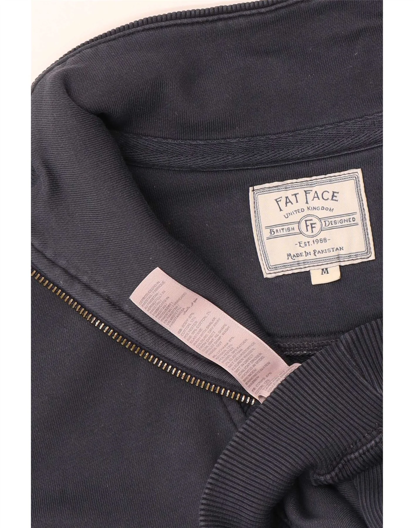 Fat Face Mens Zip Neck Sweatshirt Jumper Medium Navy Blue - Image 3