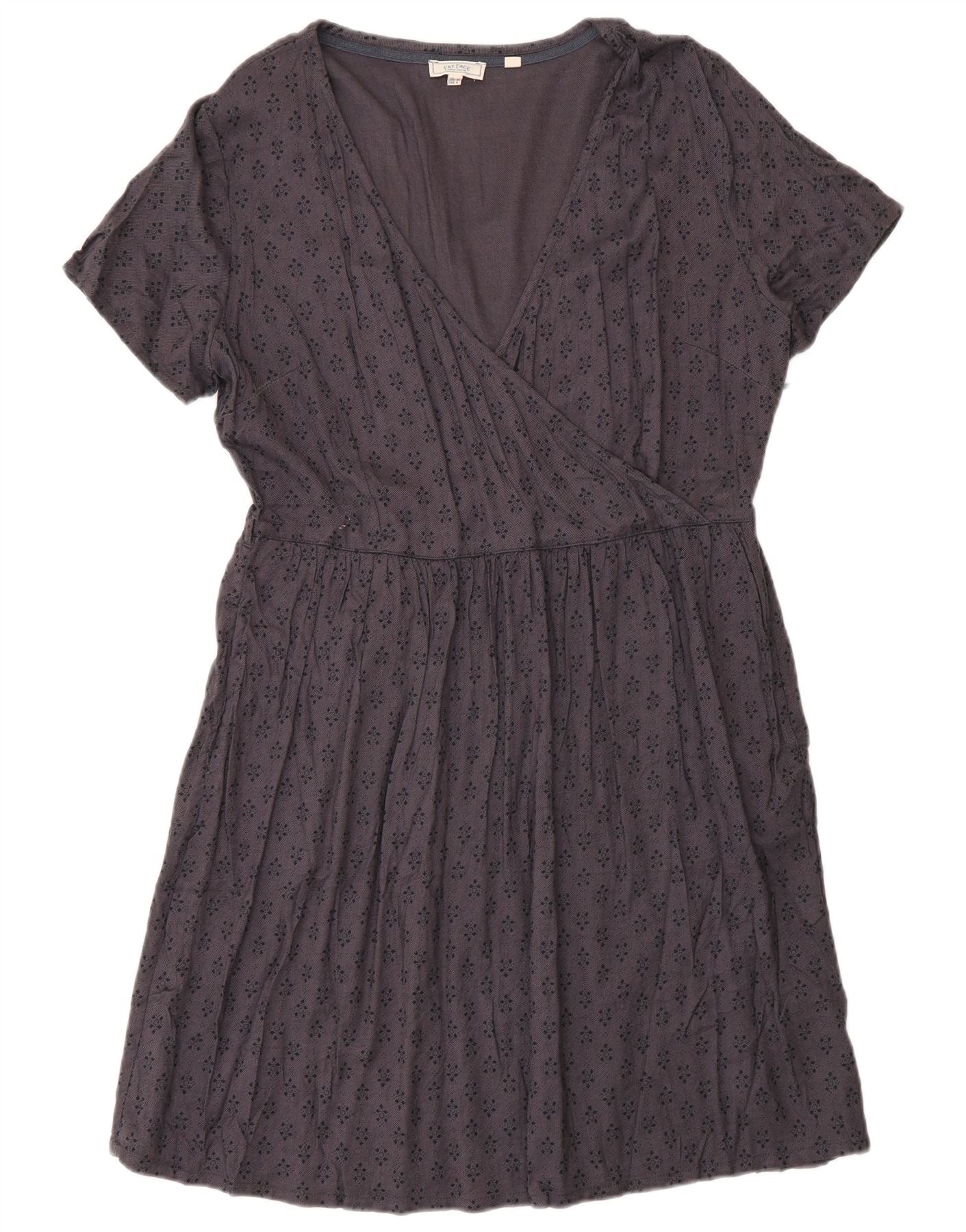 Fat Face Womens A-Line Dress UK 12 Medium Purple Geometric Viscose