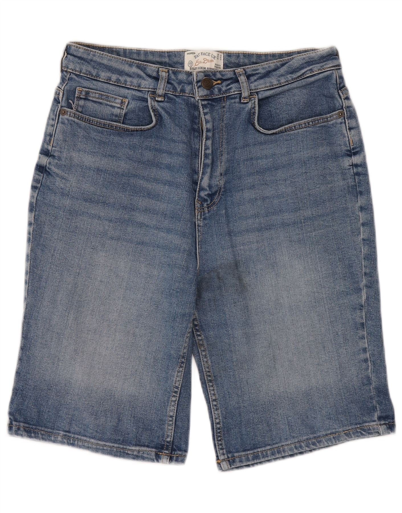 Fat Face Womens Bermuda Denim Shorts UK 14 Large W30 Blue Cotton