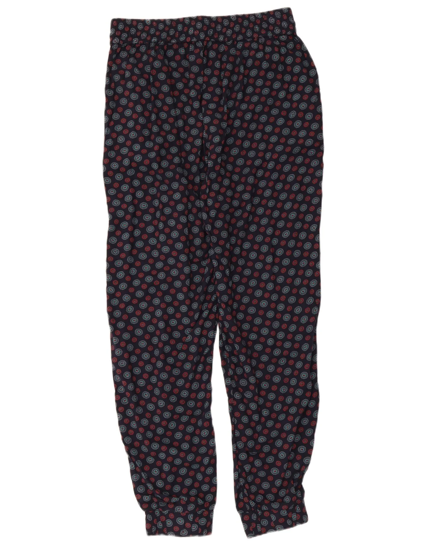 Fat Face Womens Casual Trousers UK 12 Medium W30 L29 Navy Blue Geometric - Image 2