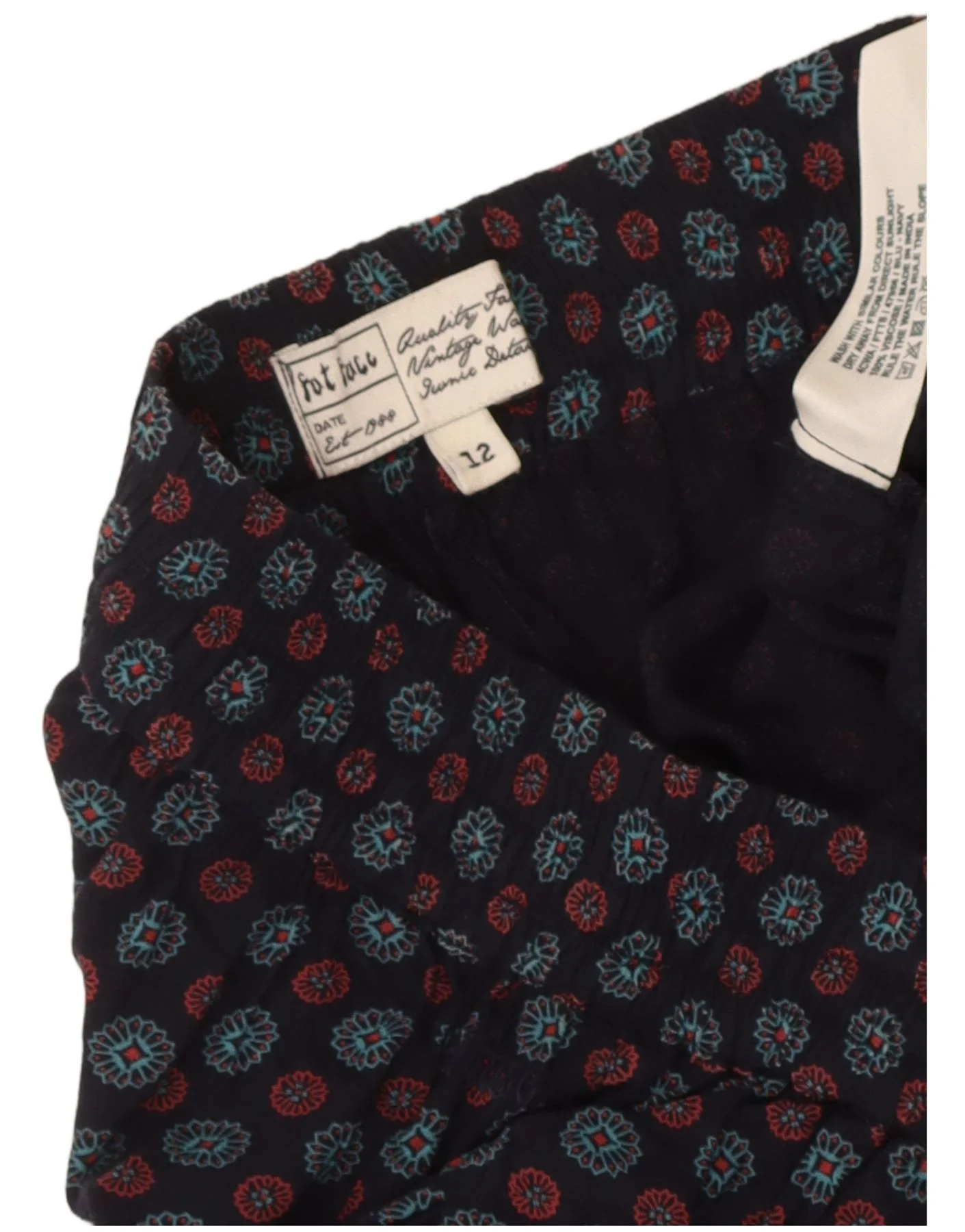 Fat Face Womens Casual Trousers UK 12 Medium W30 L29 Navy Blue Geometric - Image 3