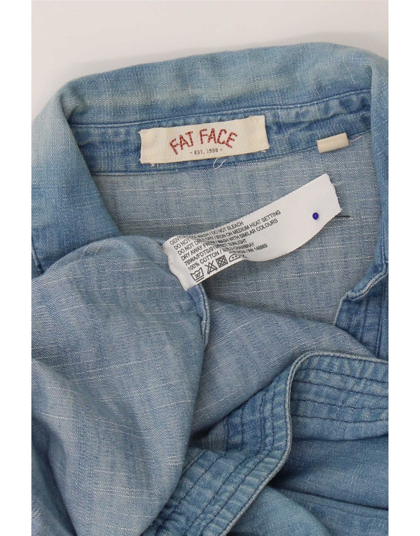 Fat Face Womens Denim Dress UK 12 Medium Blue Cotton - Image 4