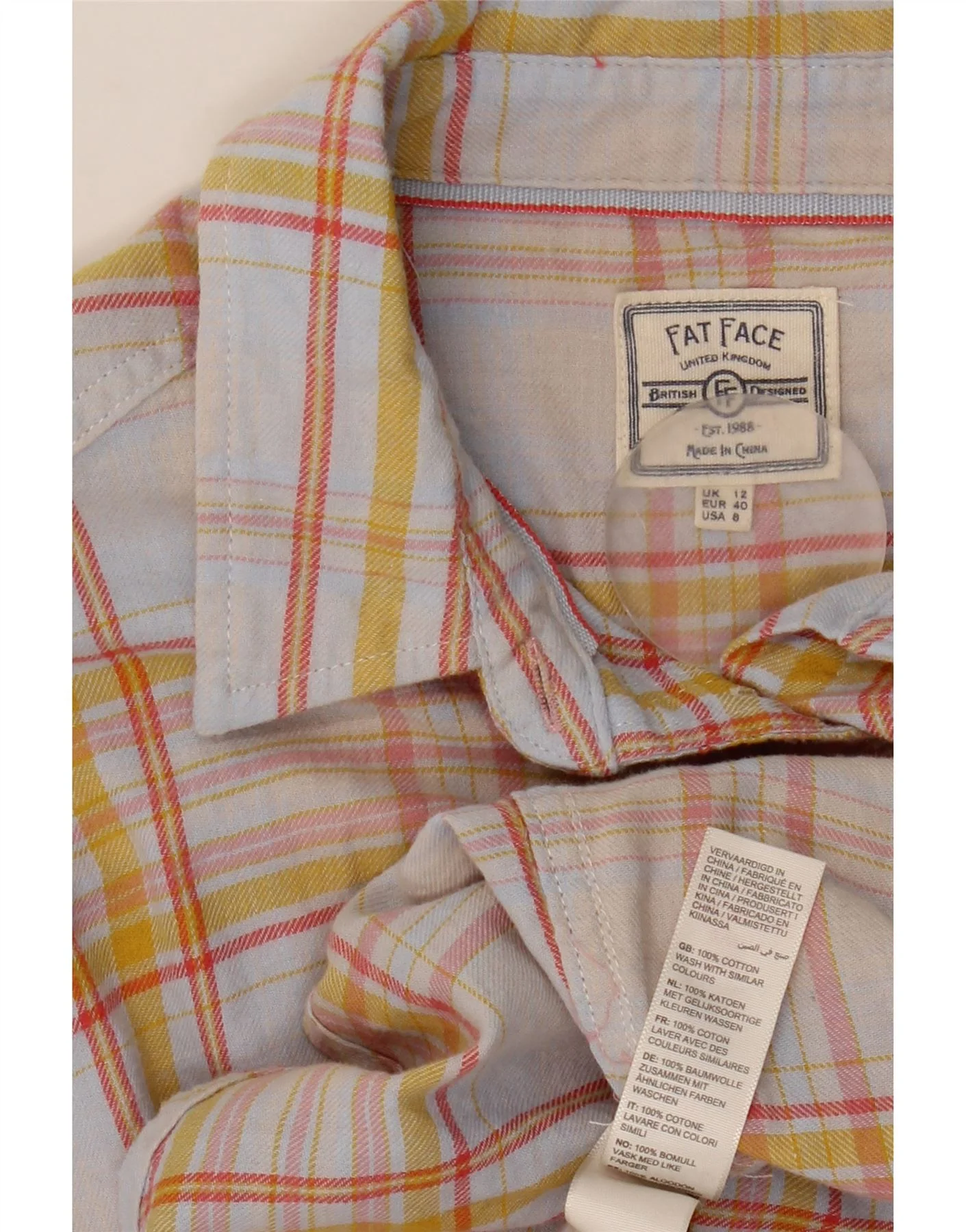 Fat Face Womens Flannel Shirt UK 12 Medium Multicoloured Check Cotton - Image 3