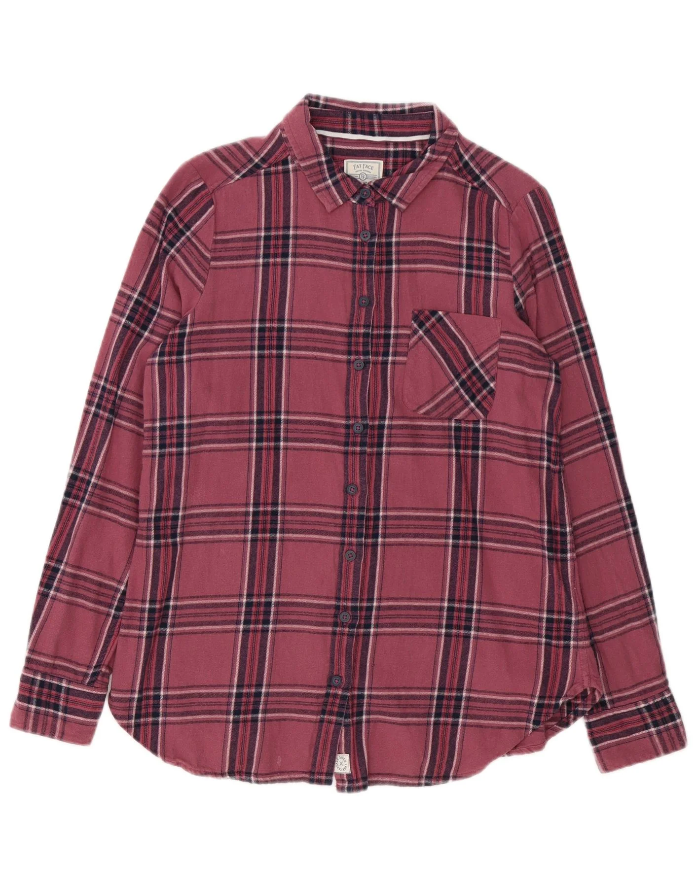 Fat Face Womens Flannel Shirt UK 12 medium Pink Plaid Cotton