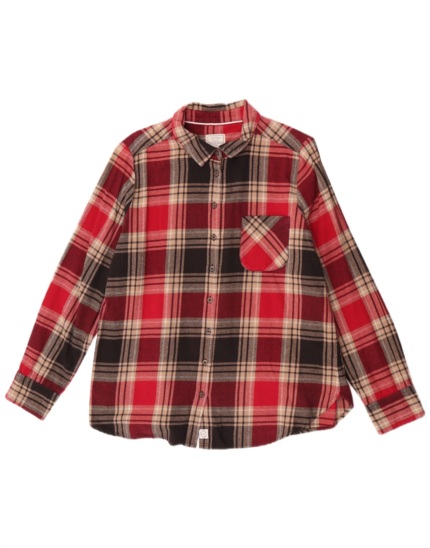 Fat Face Womens Flannel Shirt UK 16 Large Red Check Cotton