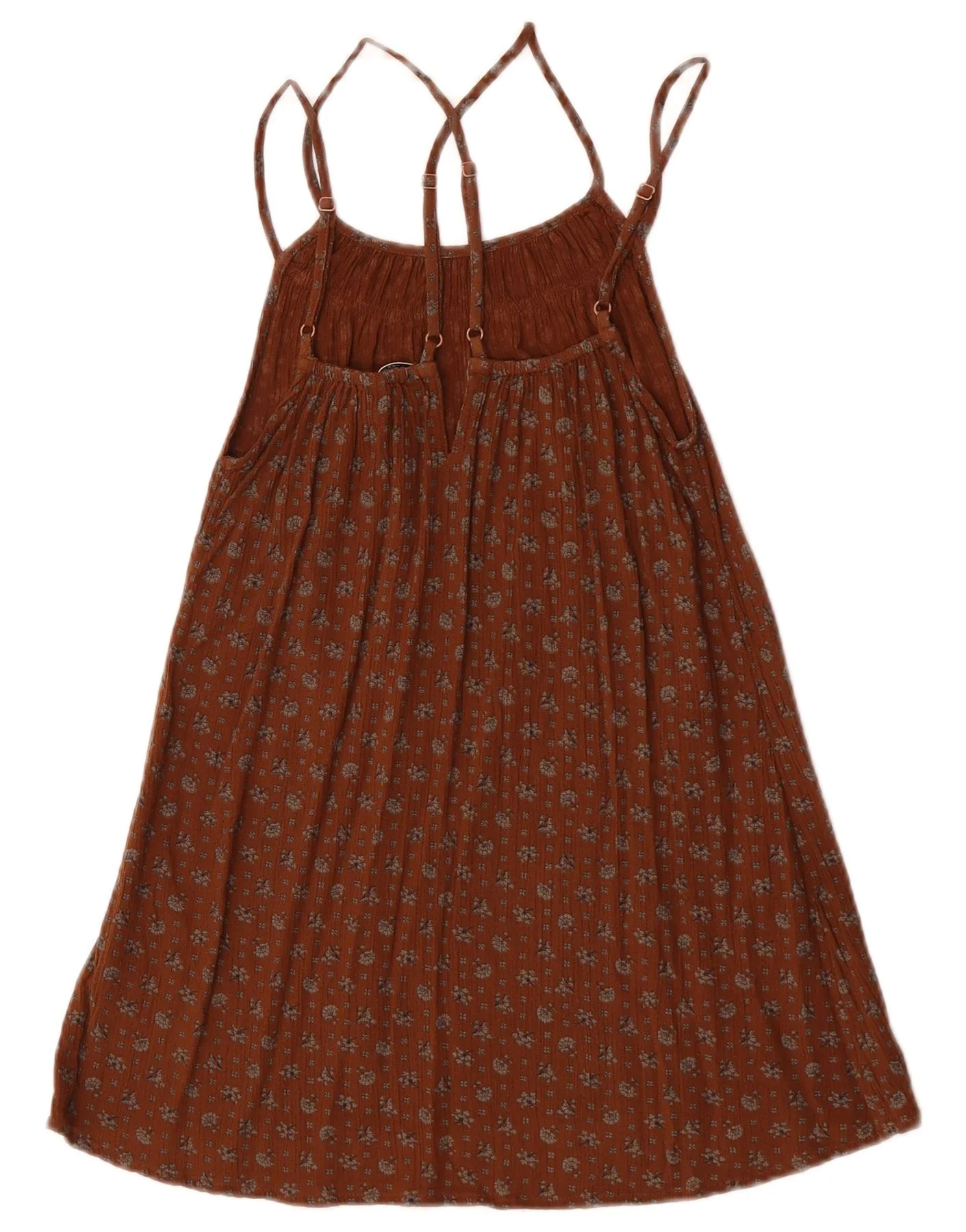 Fat Face Womens Halter Dress UK 6 XS Brown Floral Viscose - Image 2