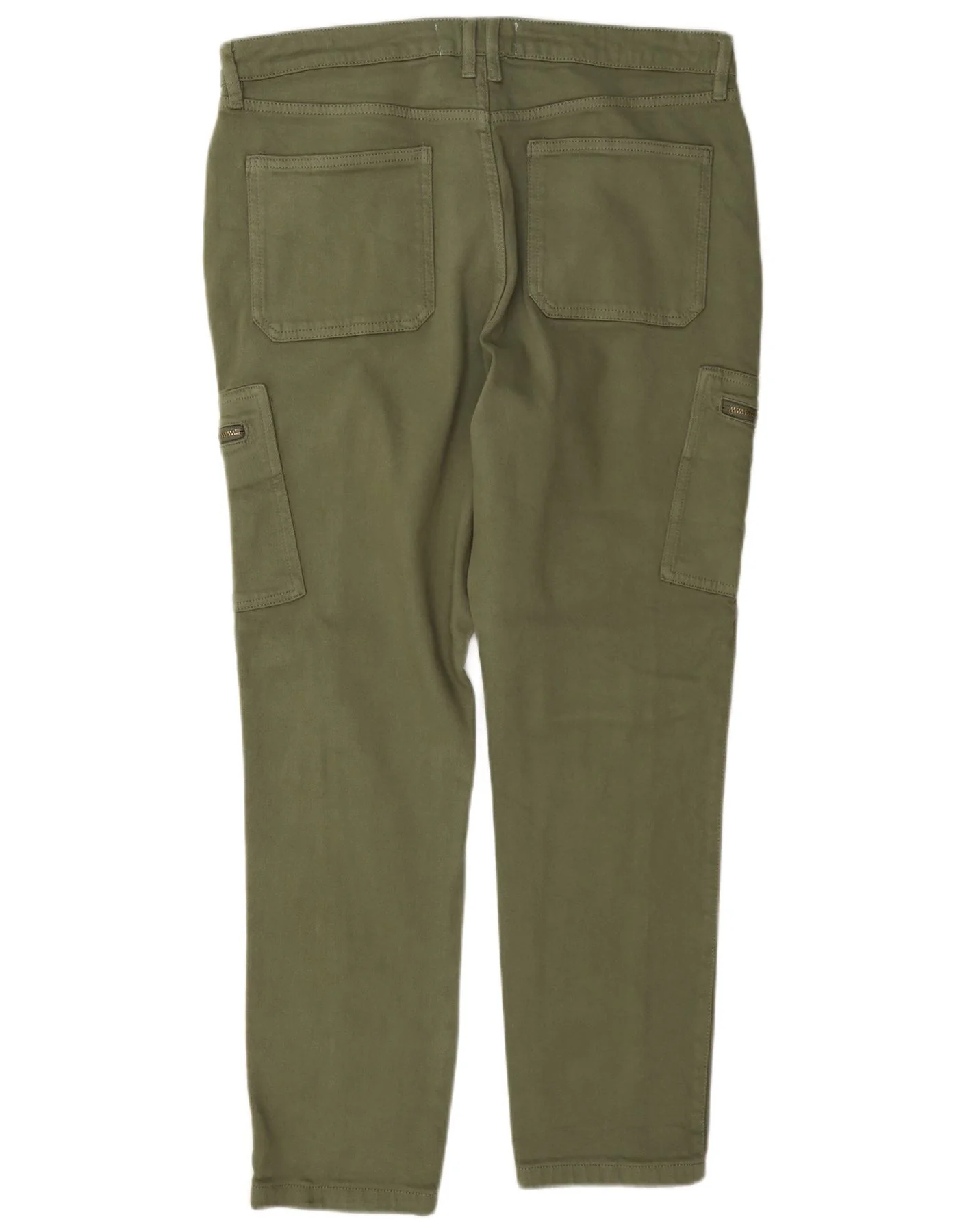 Fat Face Womens High Waist Cargo Trousers UK 14 Large W36 L30 Khaki Cotton - Image 2