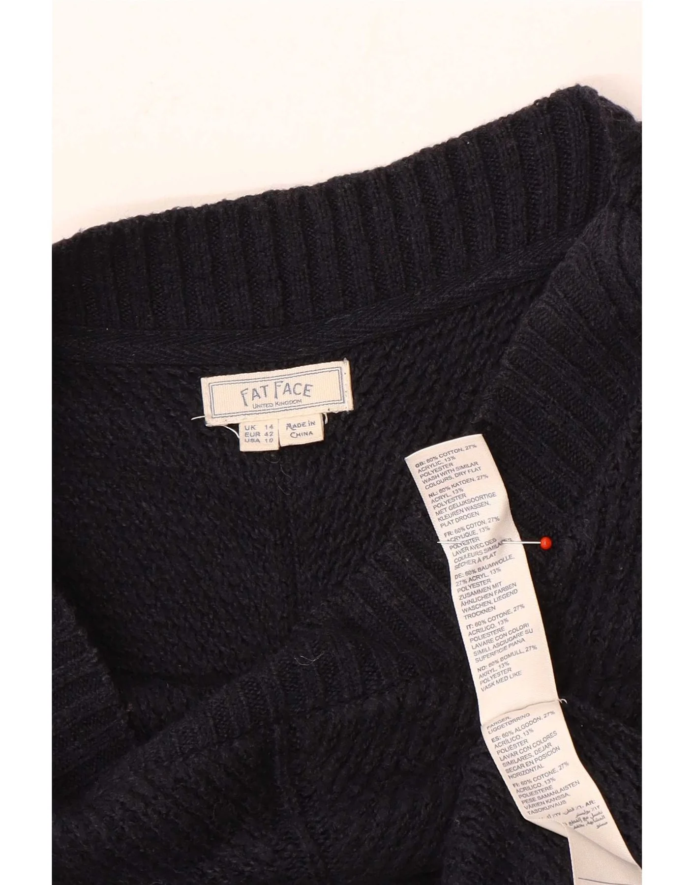 Fat Face Womens Long Sleeve Jumper Dress UK 14 Large Navy Blue Cotton - Image 3