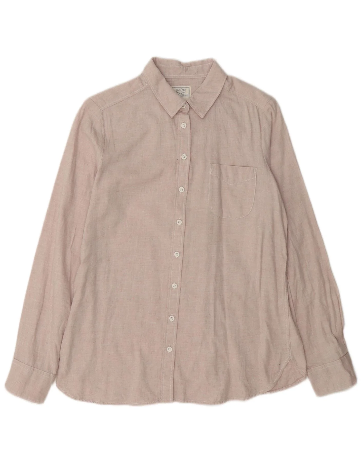 Fat Face Womens Long Sleeve Shirt UK 10 Small Pink Cotton
