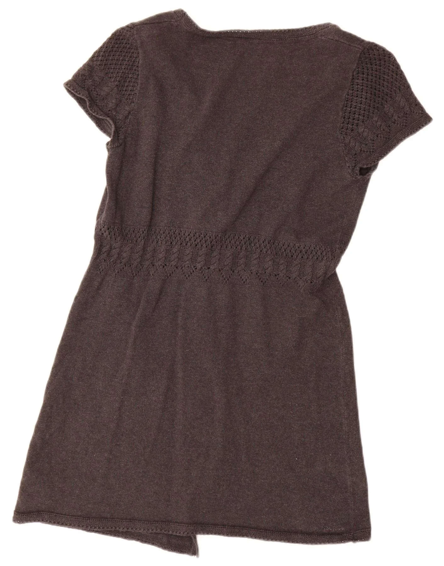 Fat Face Womens Longline Short Sleeve Cardigan Sweater UK 12 Medium Grey - Image 2