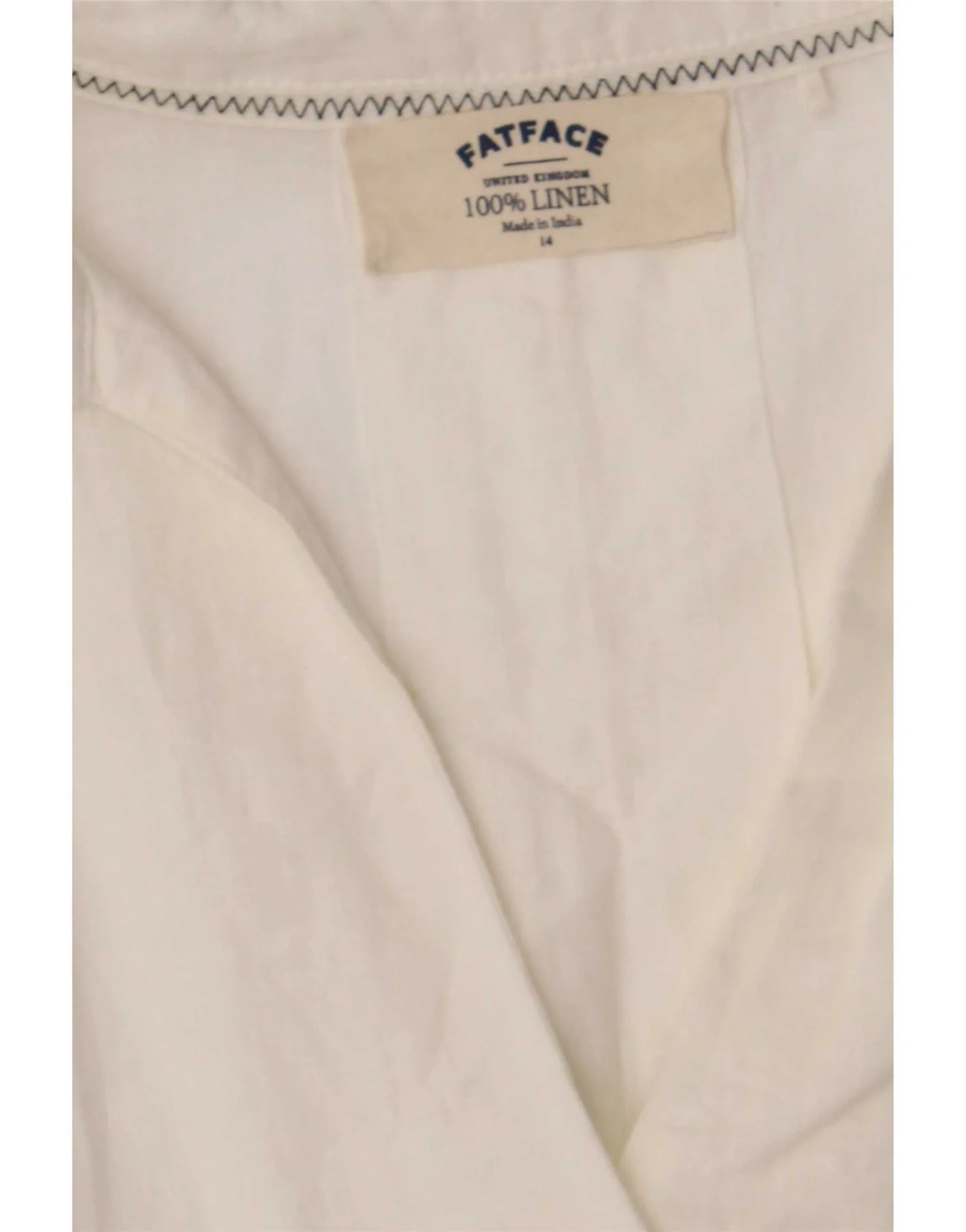 Fat Face Womens Loose Fit Pullover Shirt UK 14 Large White Linen - Image 3