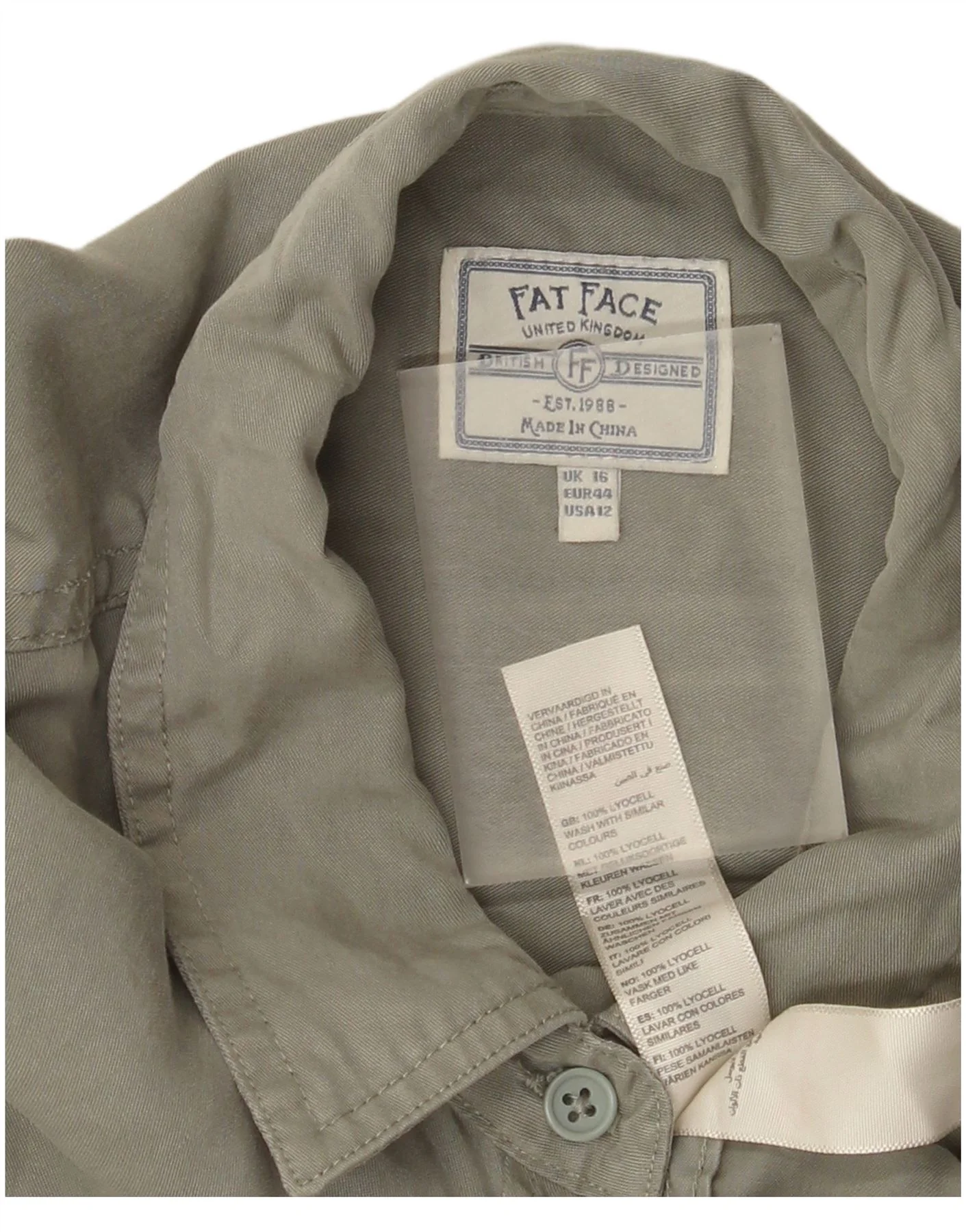 Fat Face Womens Oversized Shirt UK 16 Large Green Lyocell - Image 3