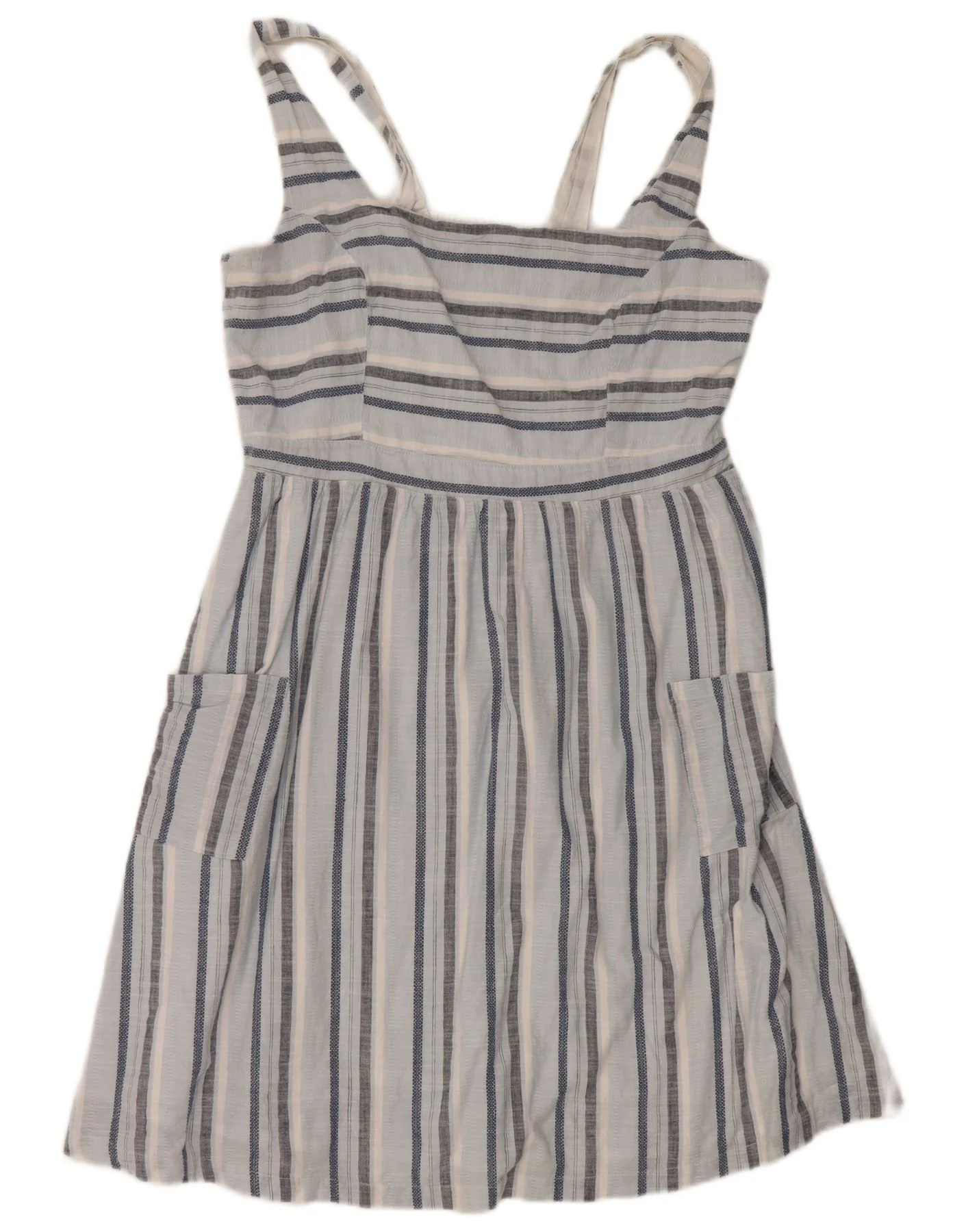 Fat Face Womens Sundress UK 14 Large Blue Striped Cotton