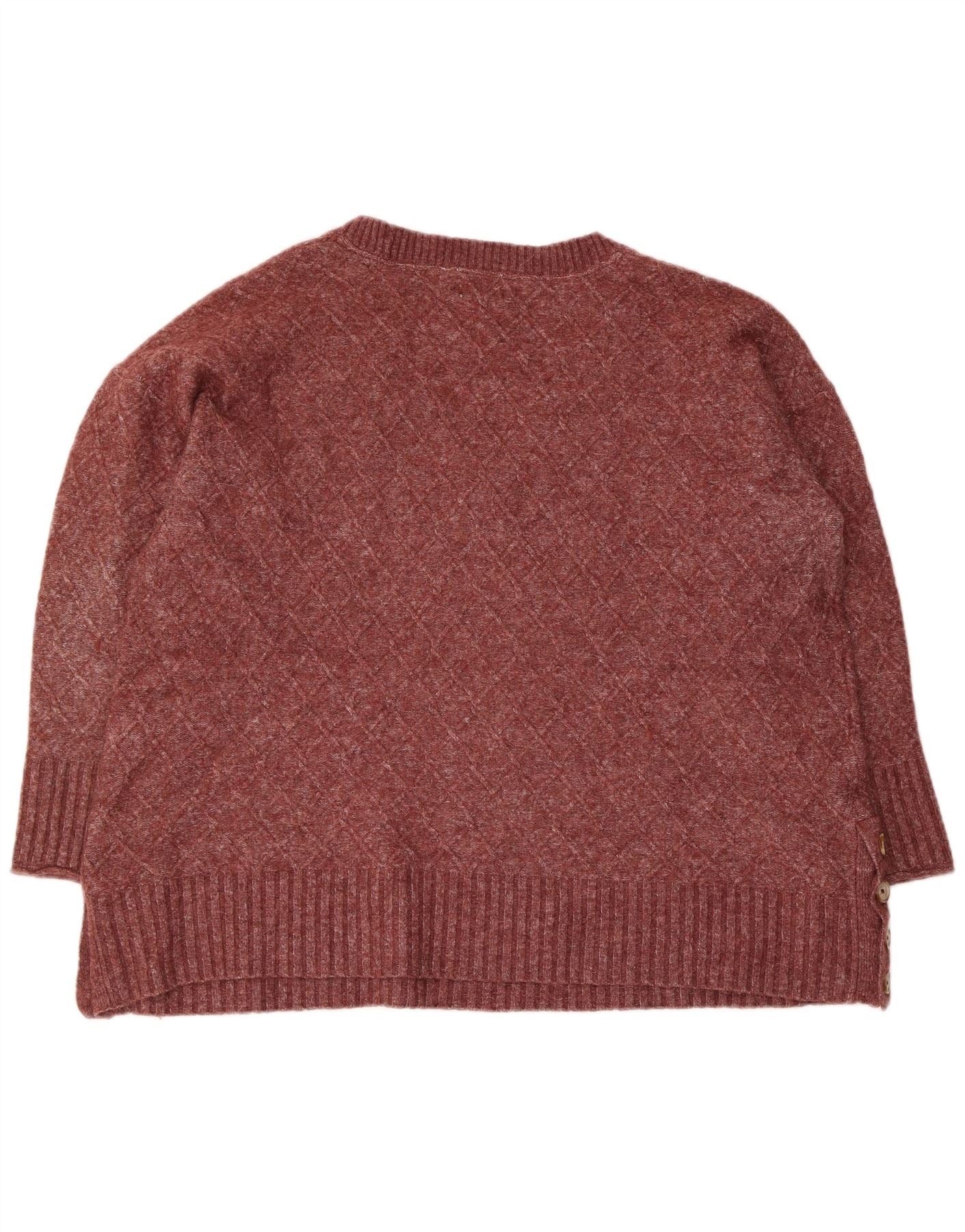 Fat Face Womens V-Neck Jumper Sweater UK 20 2XL Burgundy Polyester - Image 2