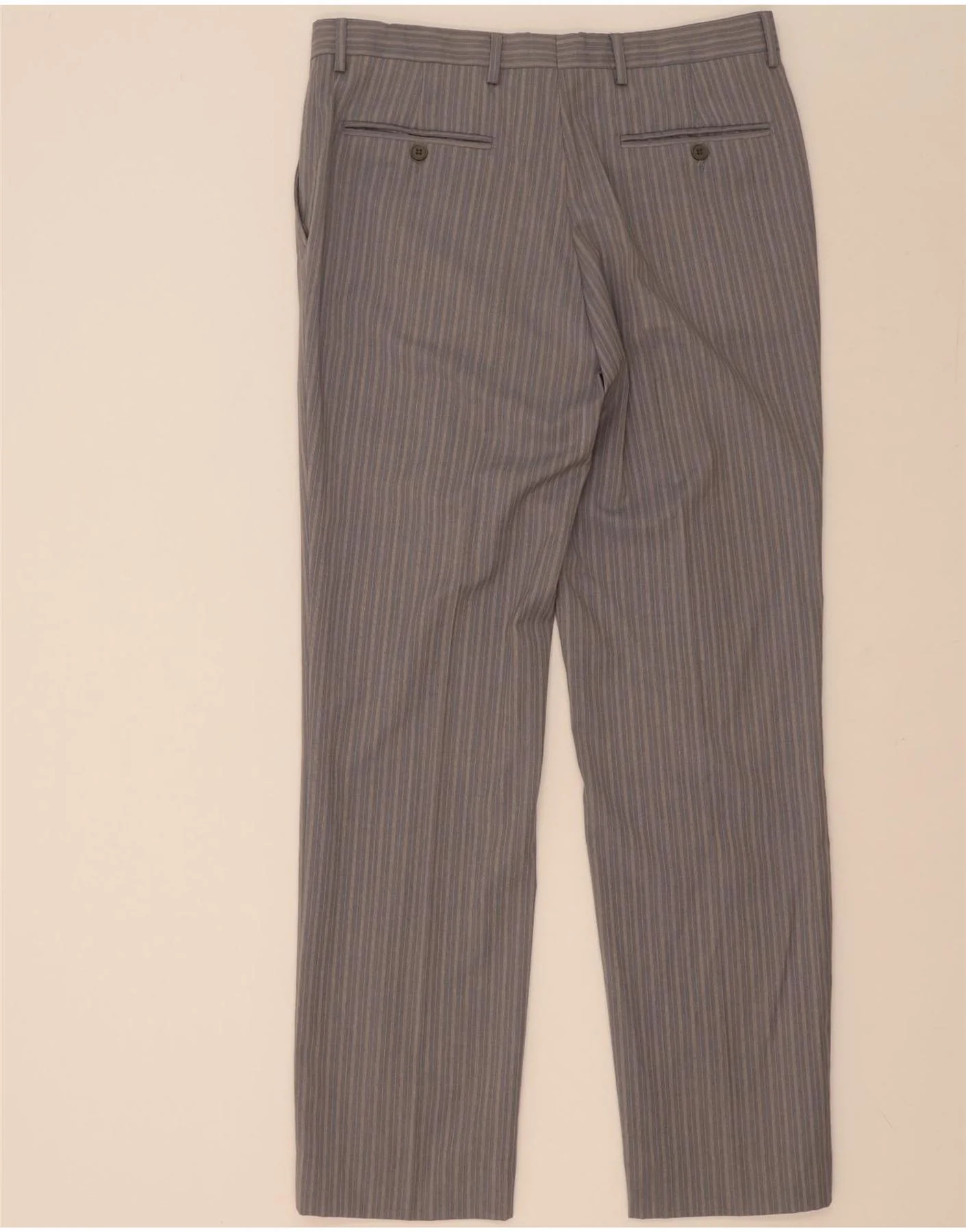 Ferre Mens 3 Button 2 Piece Suit IT 50 Large W34 L33 Grey Striped Viscose - Image 5