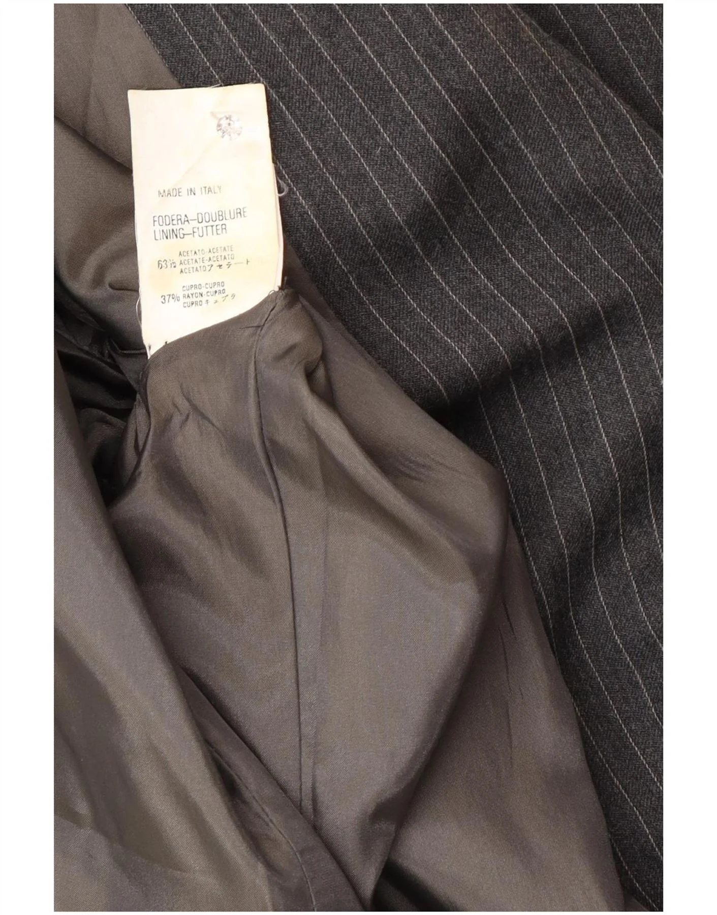 Ferre Womens 001 1 Button Blazer Jacket UK 16 Large Grey Pinstripe Acetate - Image 3