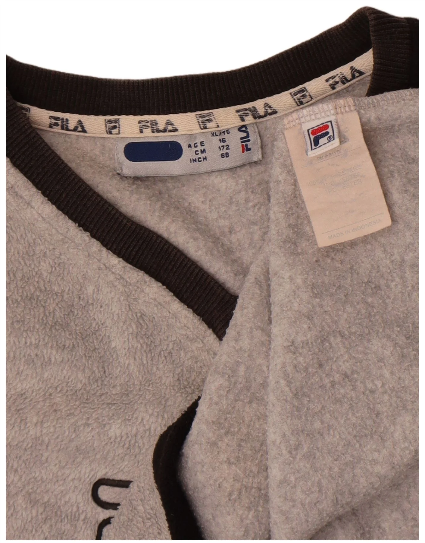 Fila Boys Graphic Fleece Jumper 15-16 Years XL Grey Colourblock Polyester - Image 4