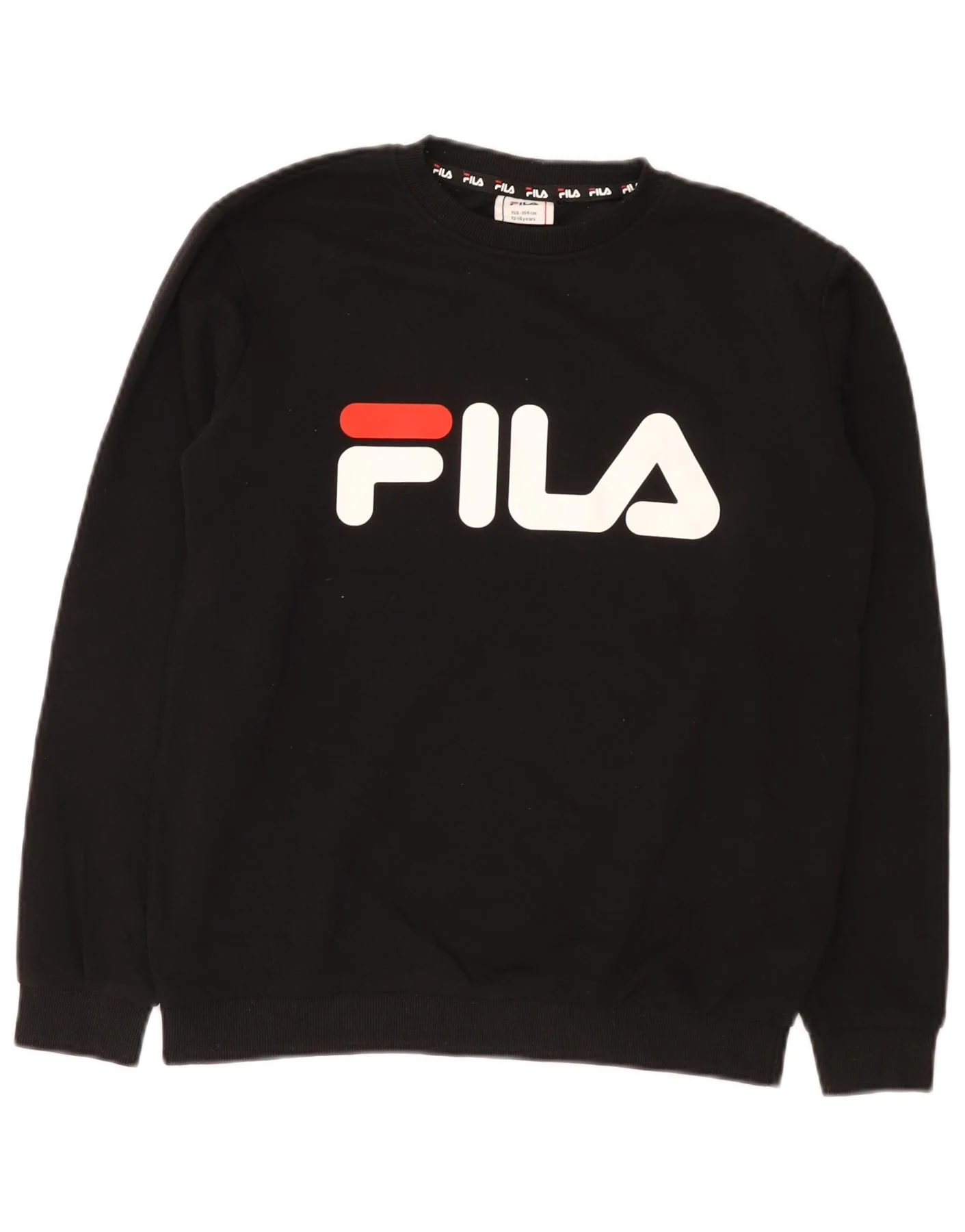 Fila Boys Graphic Sweatshirt Jumper 13-14 Years Black Cotton