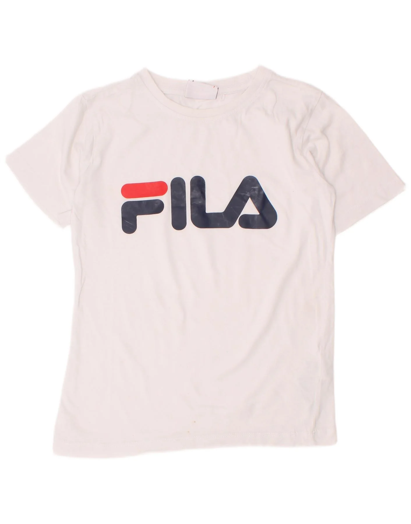 Fila Boys Graphic T-Shirt Top 7-8 Years White Cotton