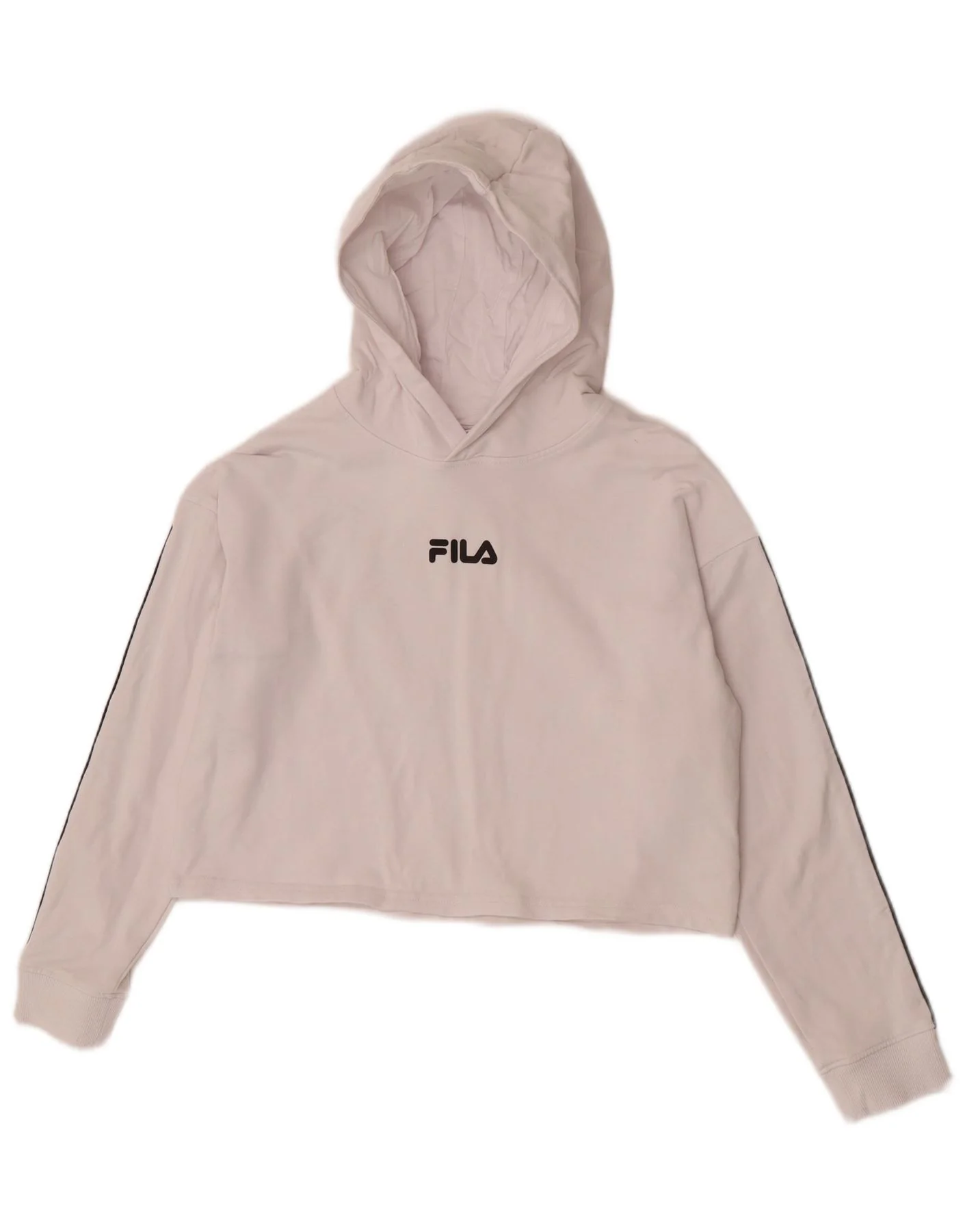 Fila Girls Crop Graphic Hoodie Jumper 13-14 Years White Colourblock Cotton