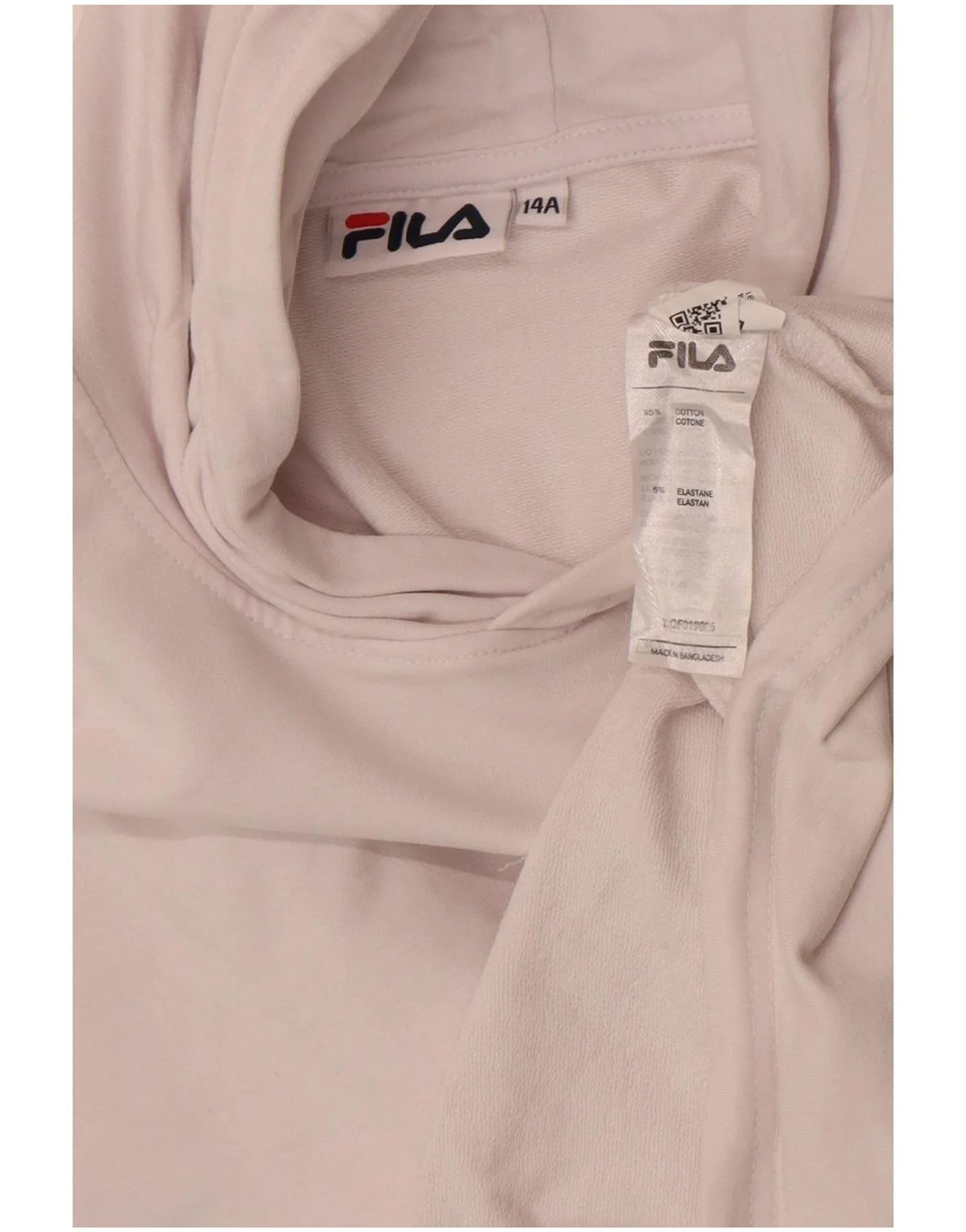 Fila Girls Crop Graphic Hoodie Jumper 13-14 Years White Colourblock Cotton - Image 5