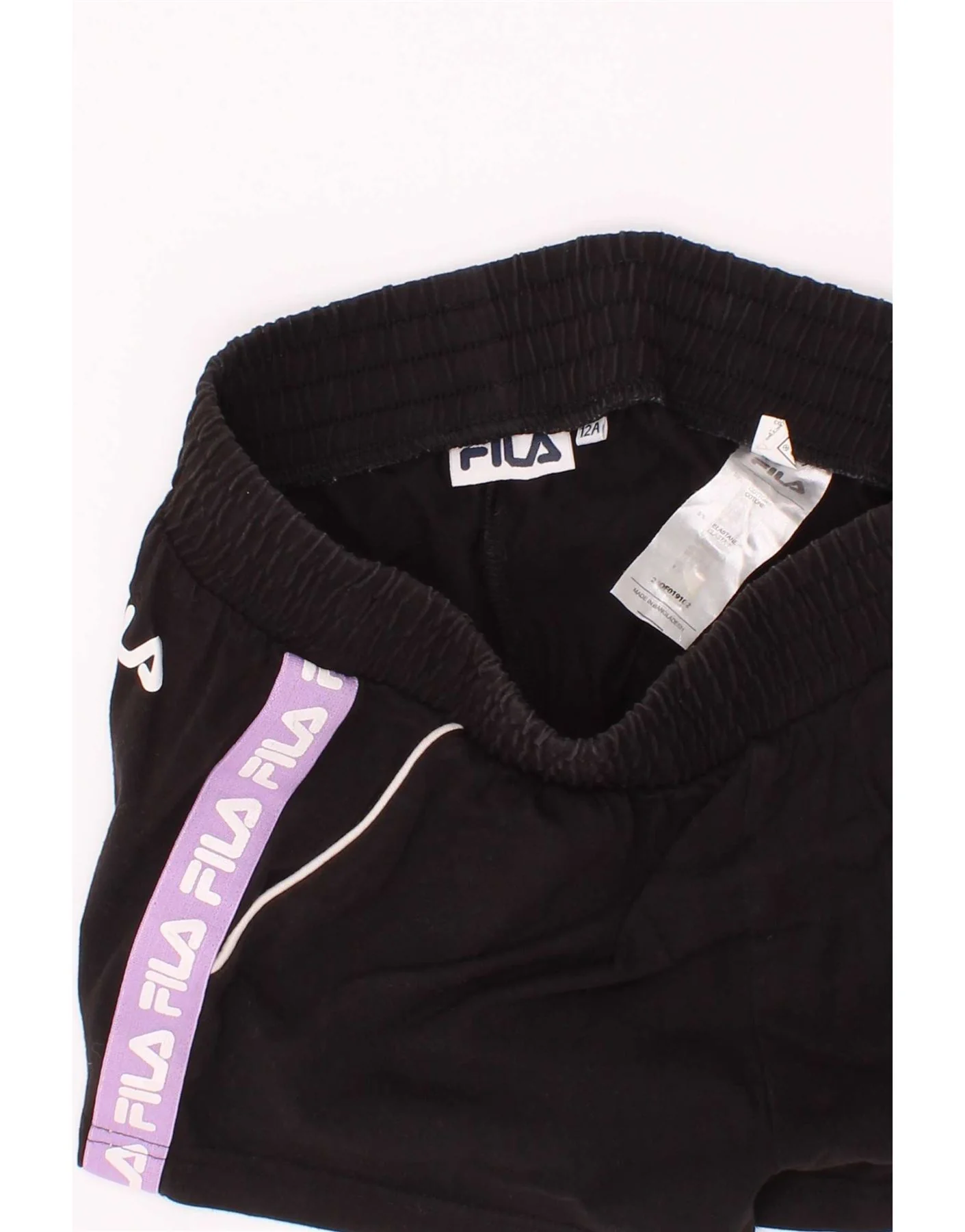 Fila Girls Graphic Sport Shorts 11-12 Years Black Colourblock Cotton - Image 3