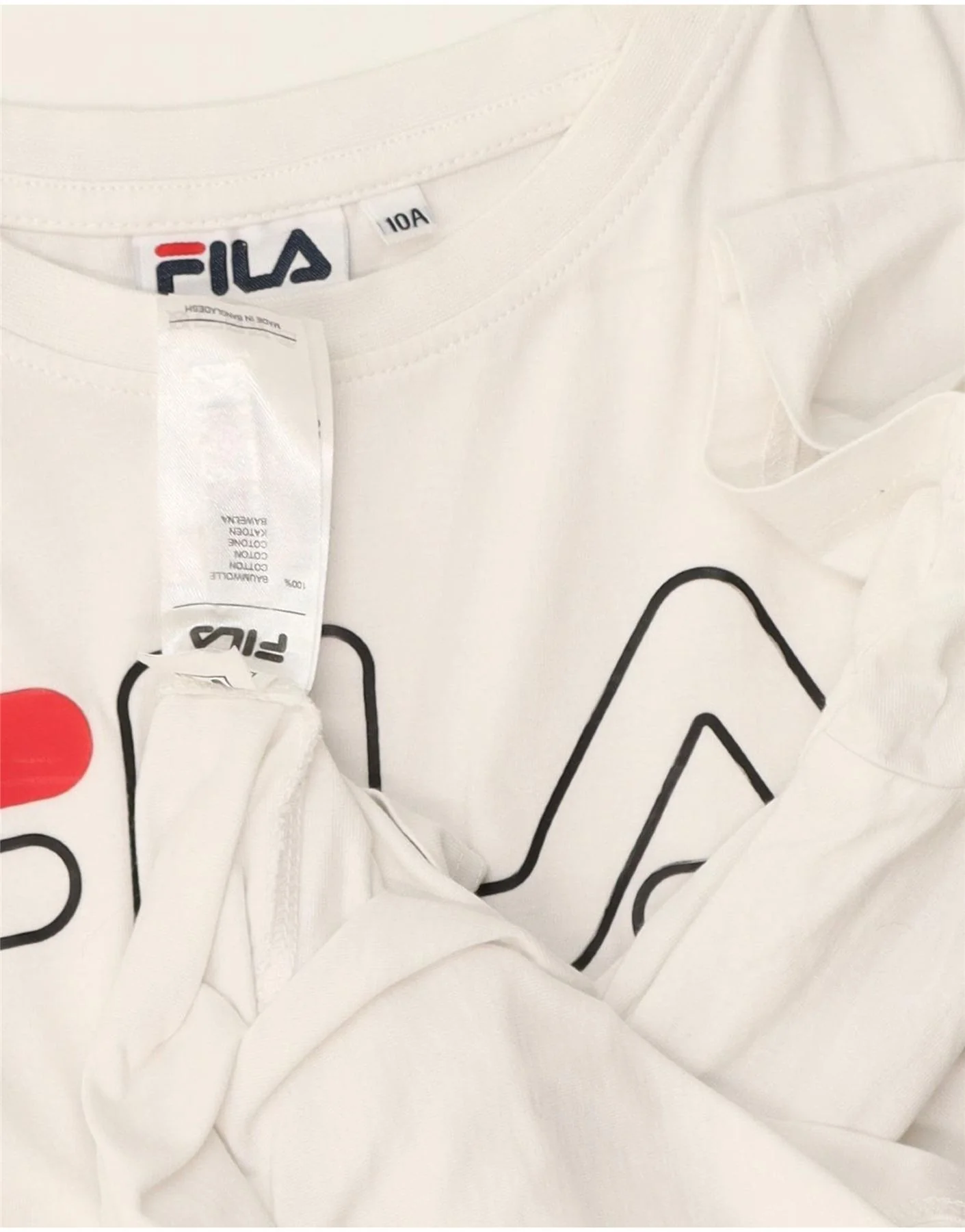 Fila Girls Graphic T-Shirt Top 9-10 Years White Cotton - Image 4