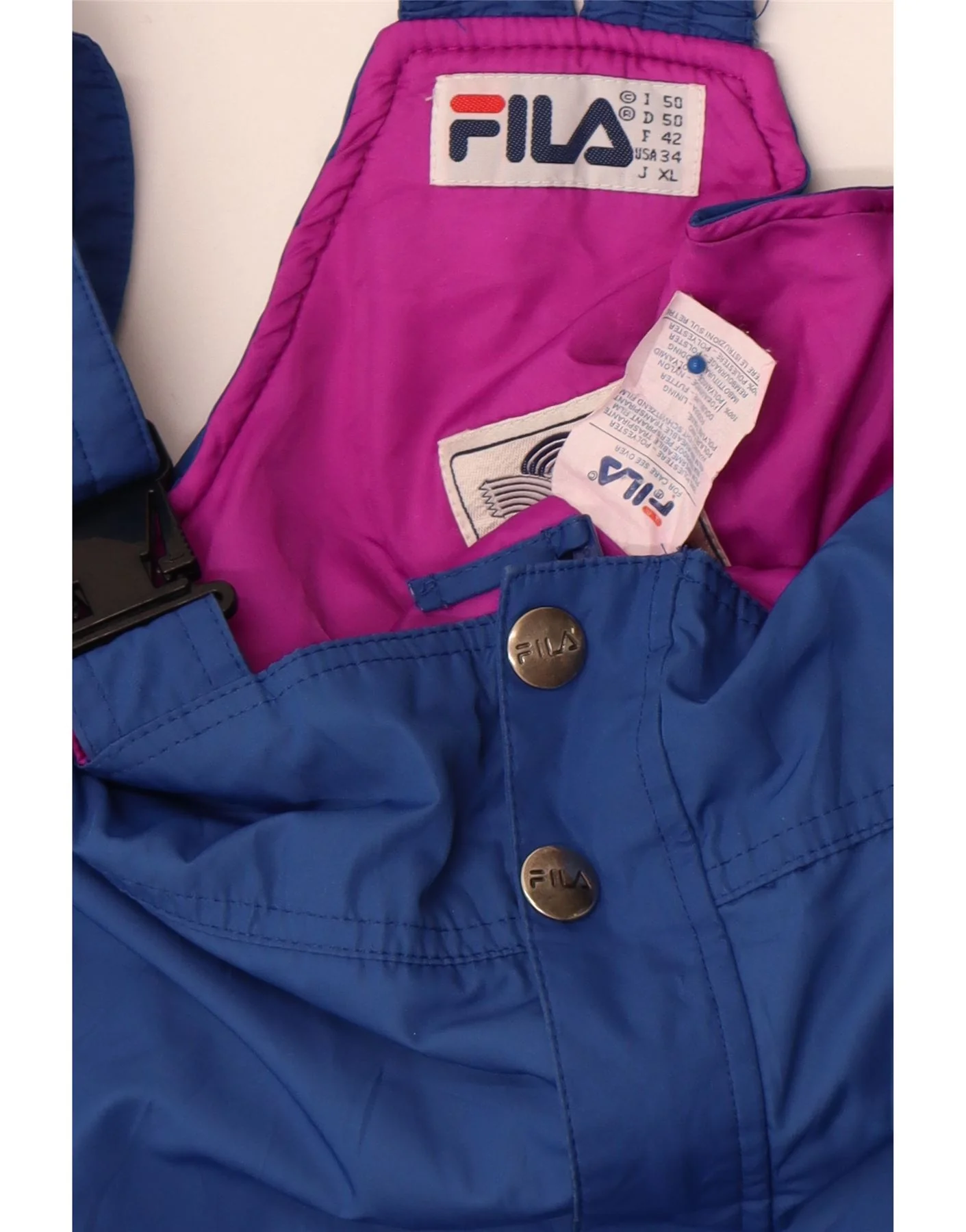 Fila Mens Dungarees Ski Trousers IT 50 Large Blue Colourblock Polyester - Image 4