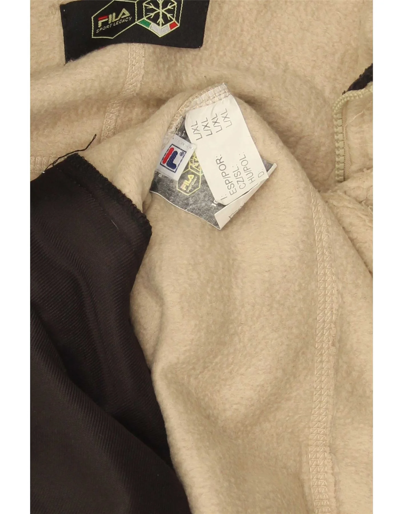 Fila Mens Fleece Jacket UK 40 Large Beige Colourblock Polyester - Image 5