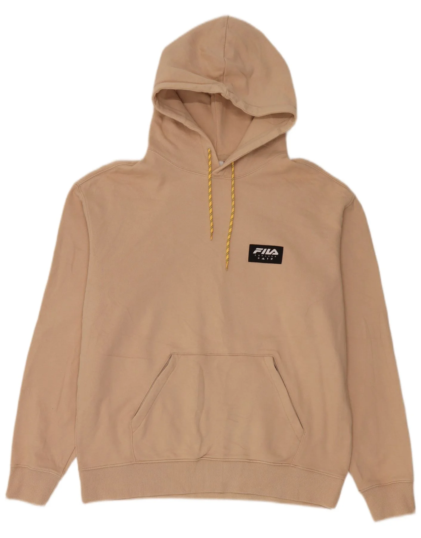 Fila Mens Graphic Loose Fit Hoodie Jumper Large Beige