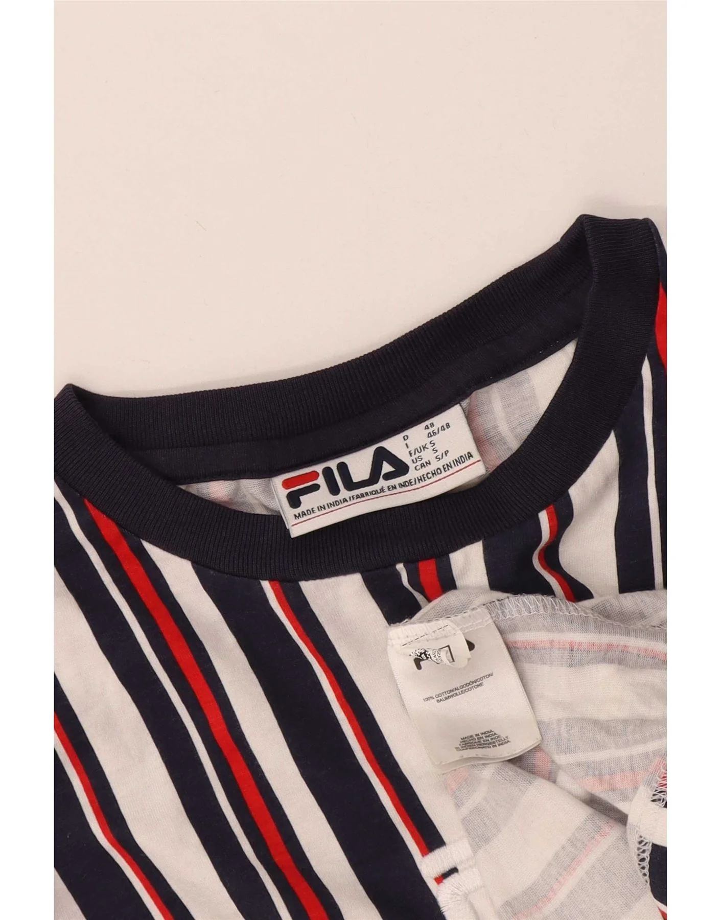 Fila Mens Graphic T-Shirt Top Small Multicoloured Striped Cotton - Image 3