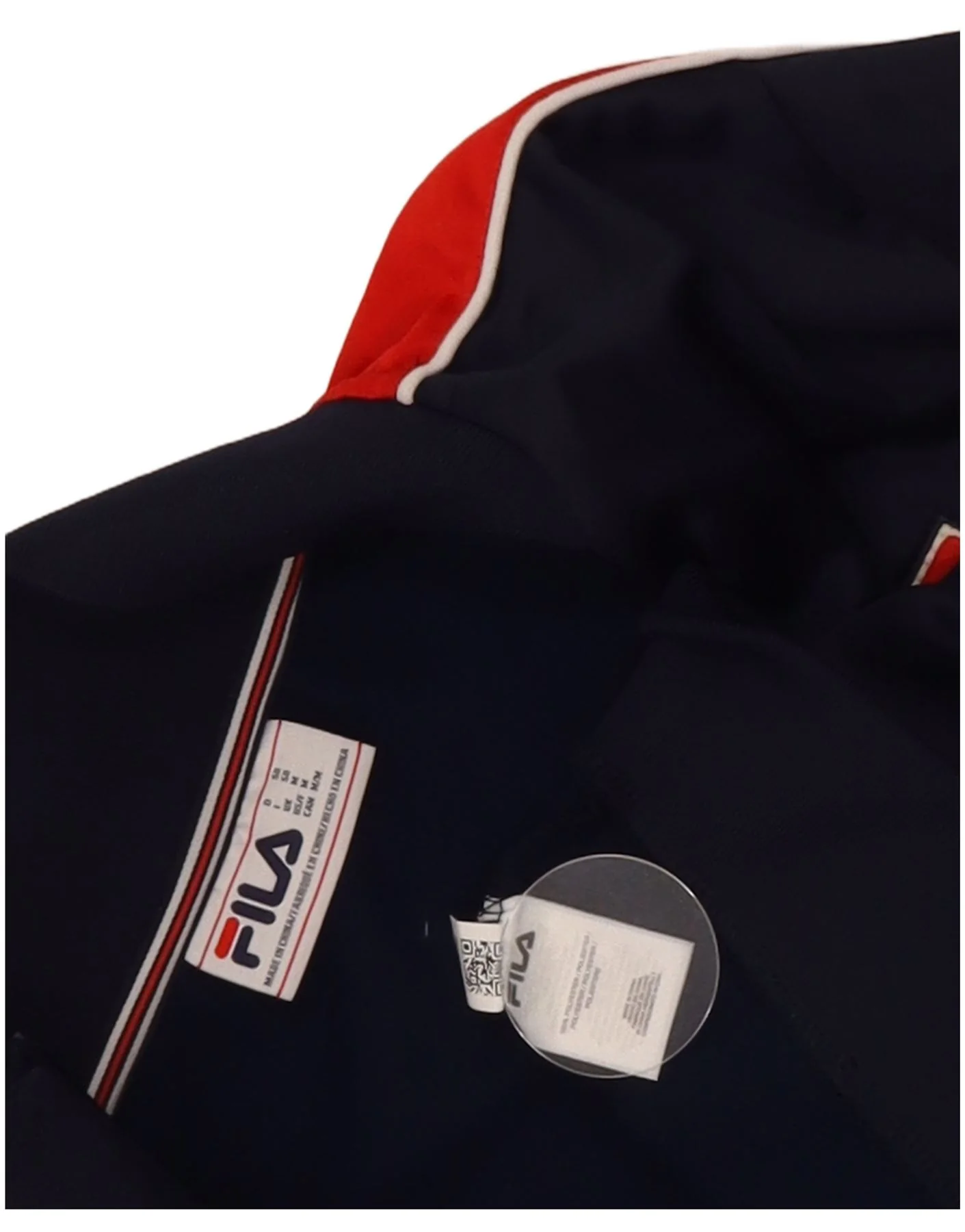 Fila Mens Graphic Tracksuit Top Jacket Medium Navy Blue Colourblock - Image 3
