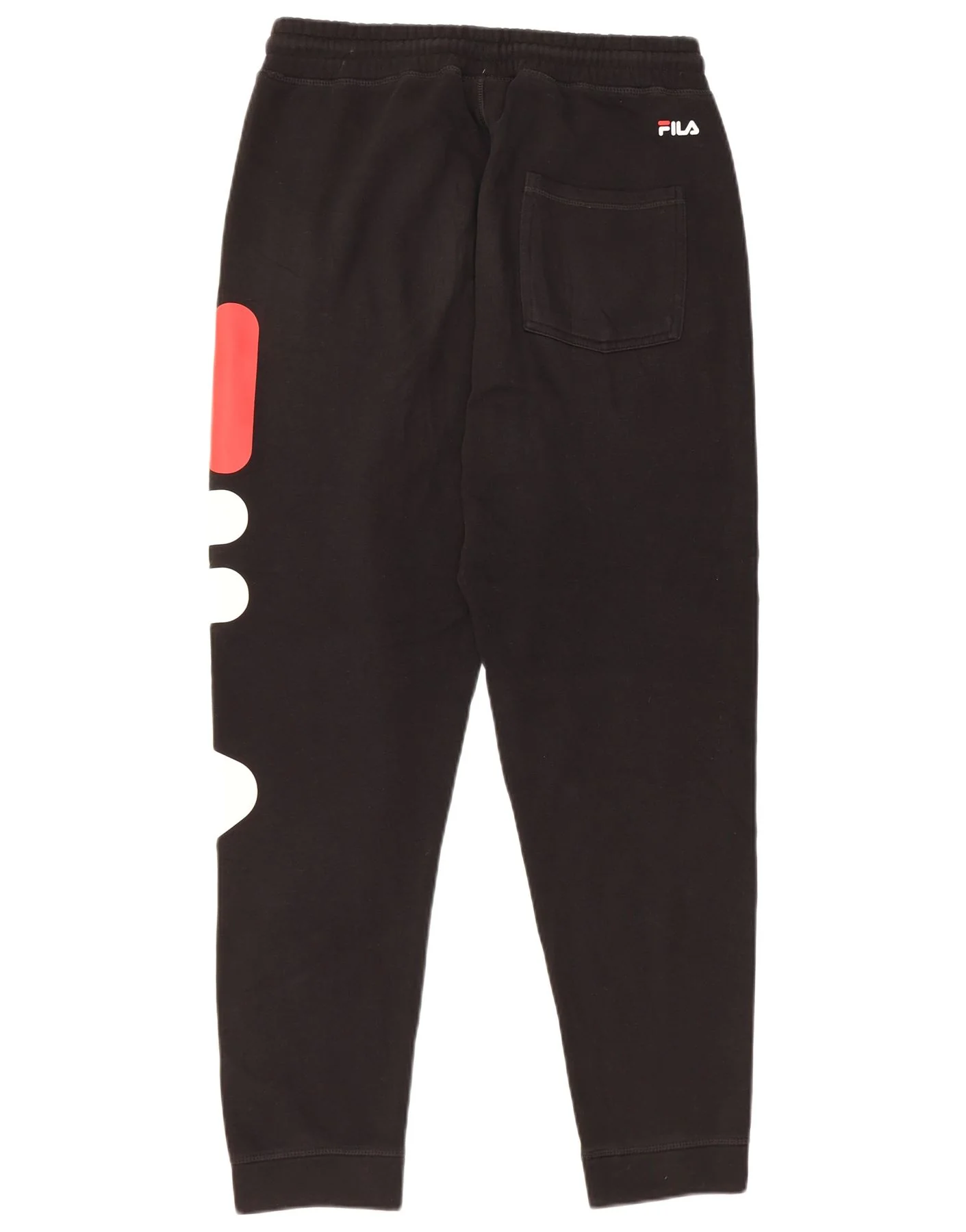 Fila Mens Graphic Tracksuit Trousers Joggers Small Black Cotton - Image 2