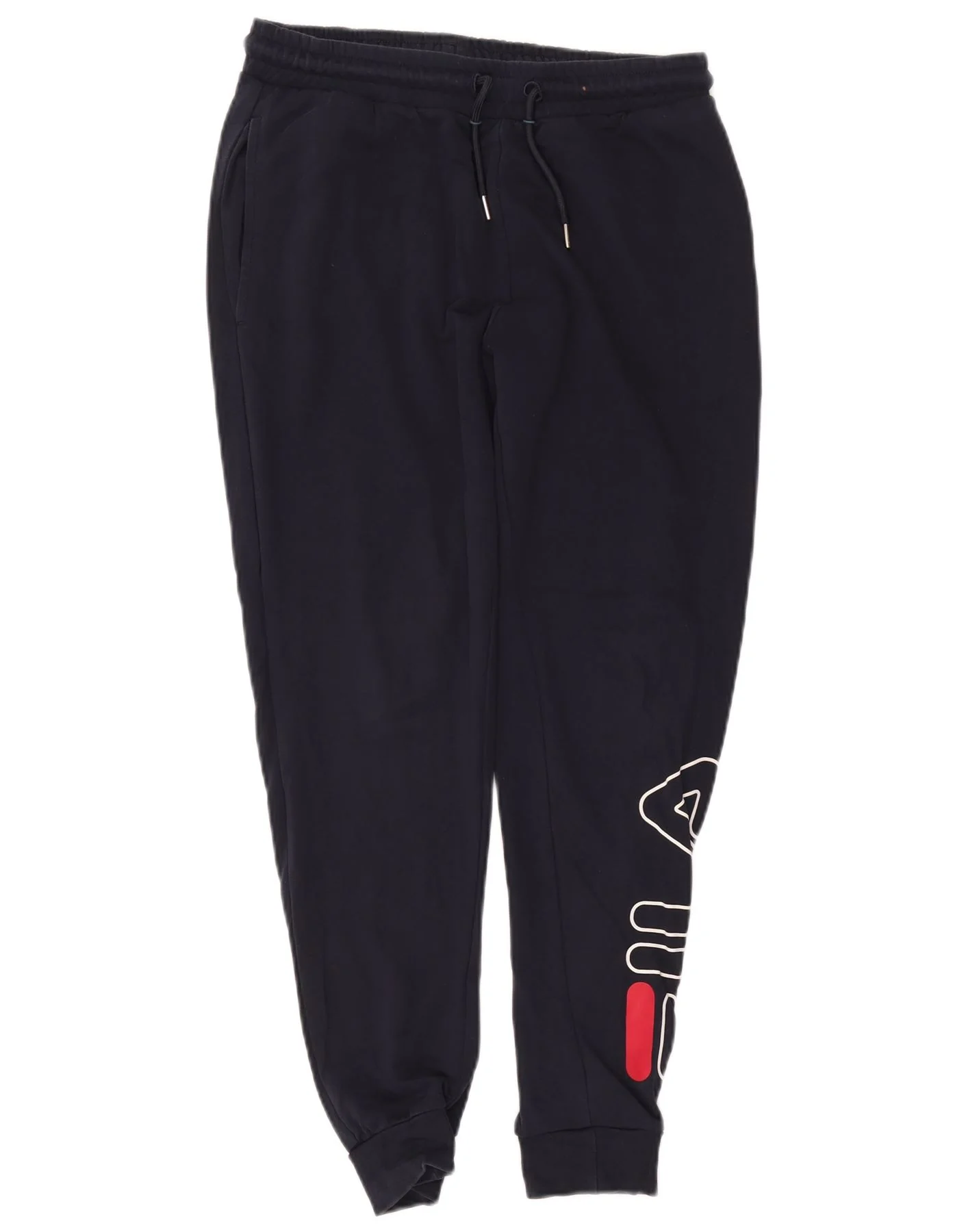 Fila Mens Graphic Tracksuit Trousers Joggers Small Navy Blue Cotton