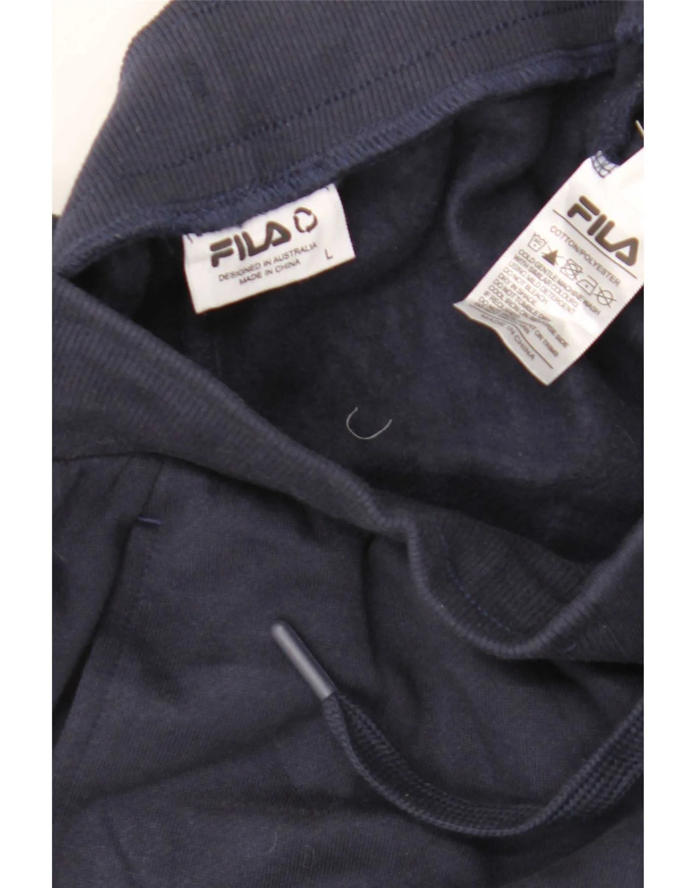 Fila Mens Tracksuit Trousers Joggers Large Navy Blue Colourblock Cotton - Image 3