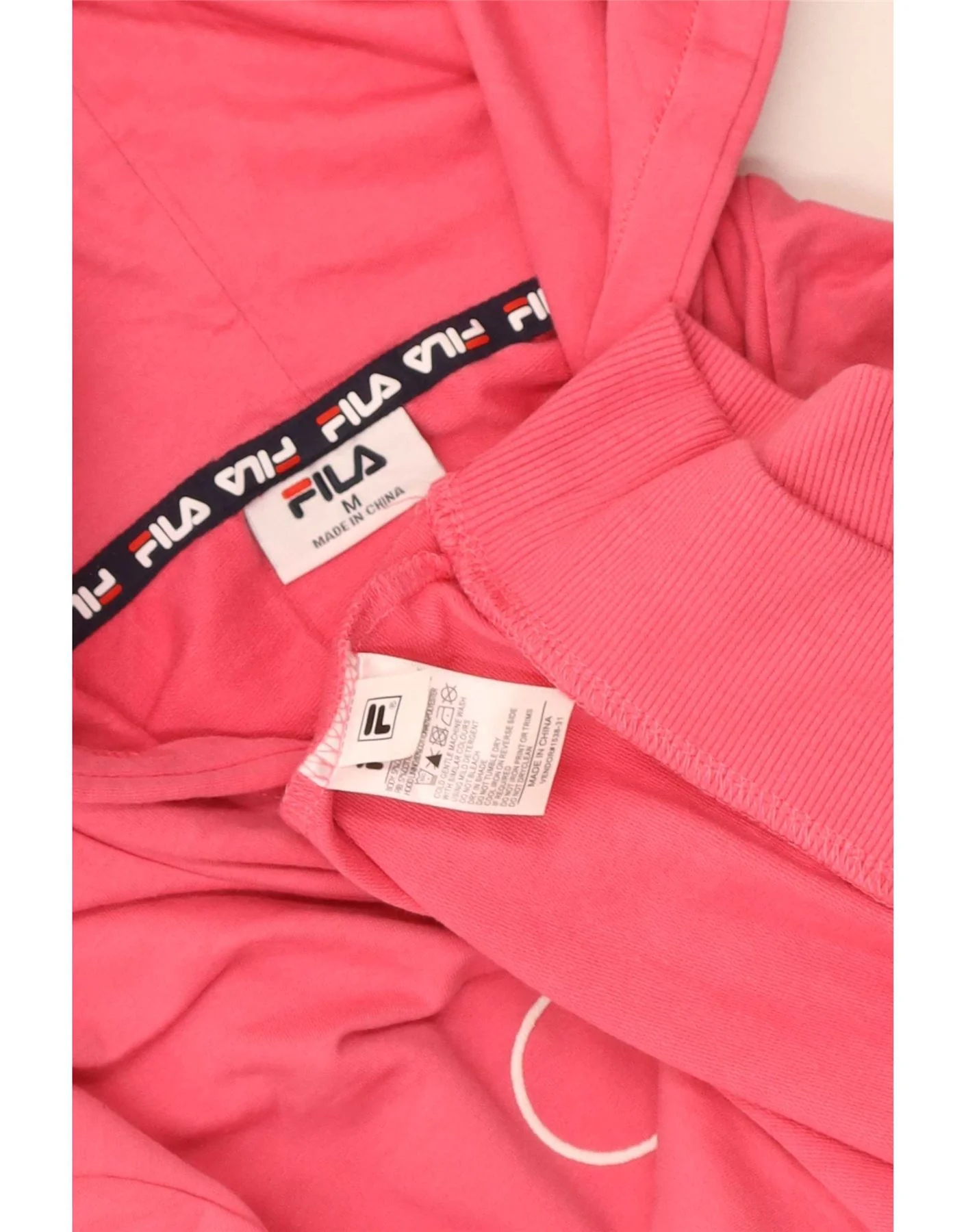 Fila Womens Graphic Hoodie Jumper UK 14 Medium Pink Cotton - Image 3