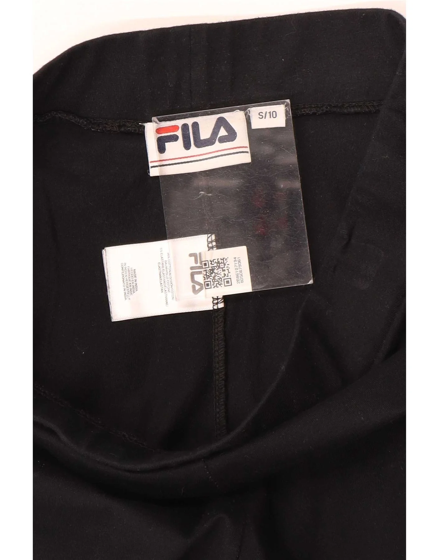 Fila Womens Graphic Leggings UK 10 Small Black Colourblock Cotton - Image 3