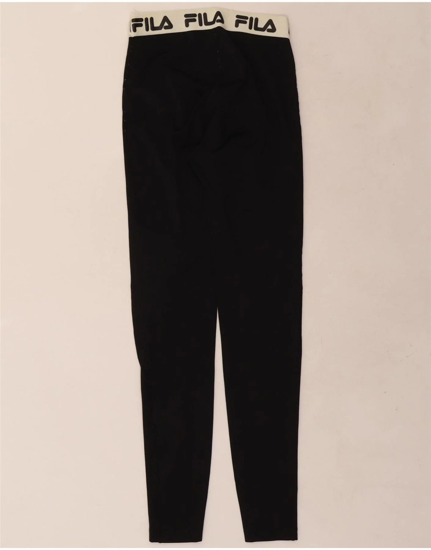 Fila Womens Graphic Leggings UK 4 XS Black Colourblock Polyester - Image 2