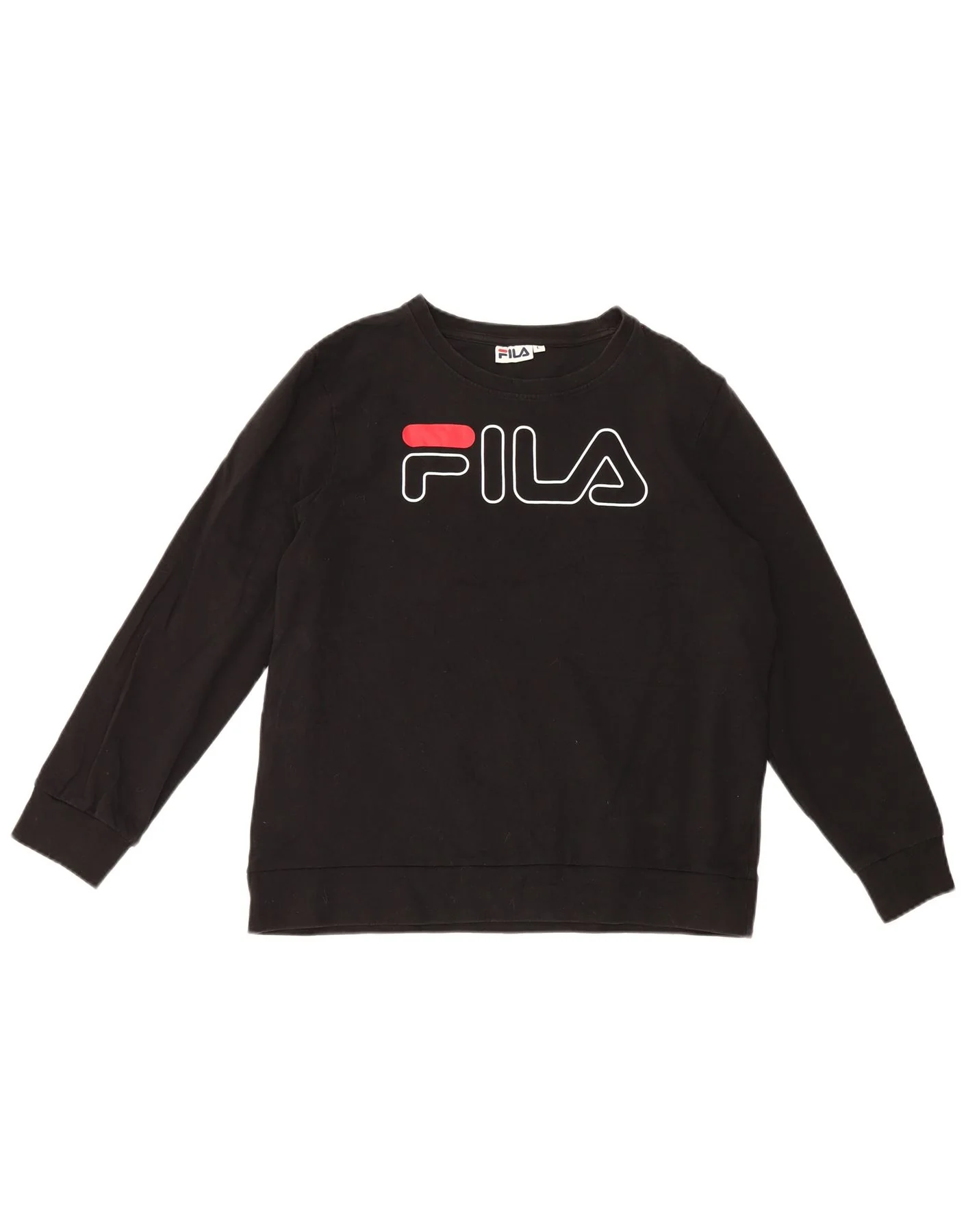 Fila Womens Graphic Sweatshirt Jumper UK 14 Large Black Cotton