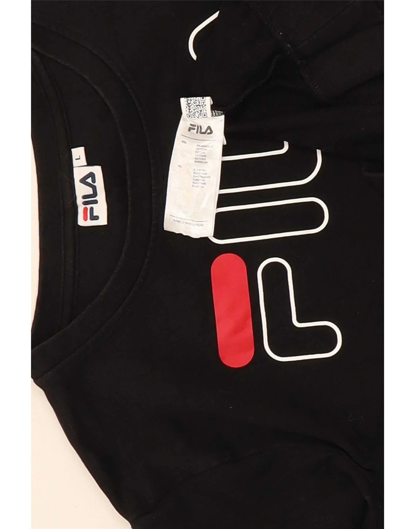 Fila Womens Graphic Sweatshirt Jumper UK 14 Large Black Cotton - Image 3