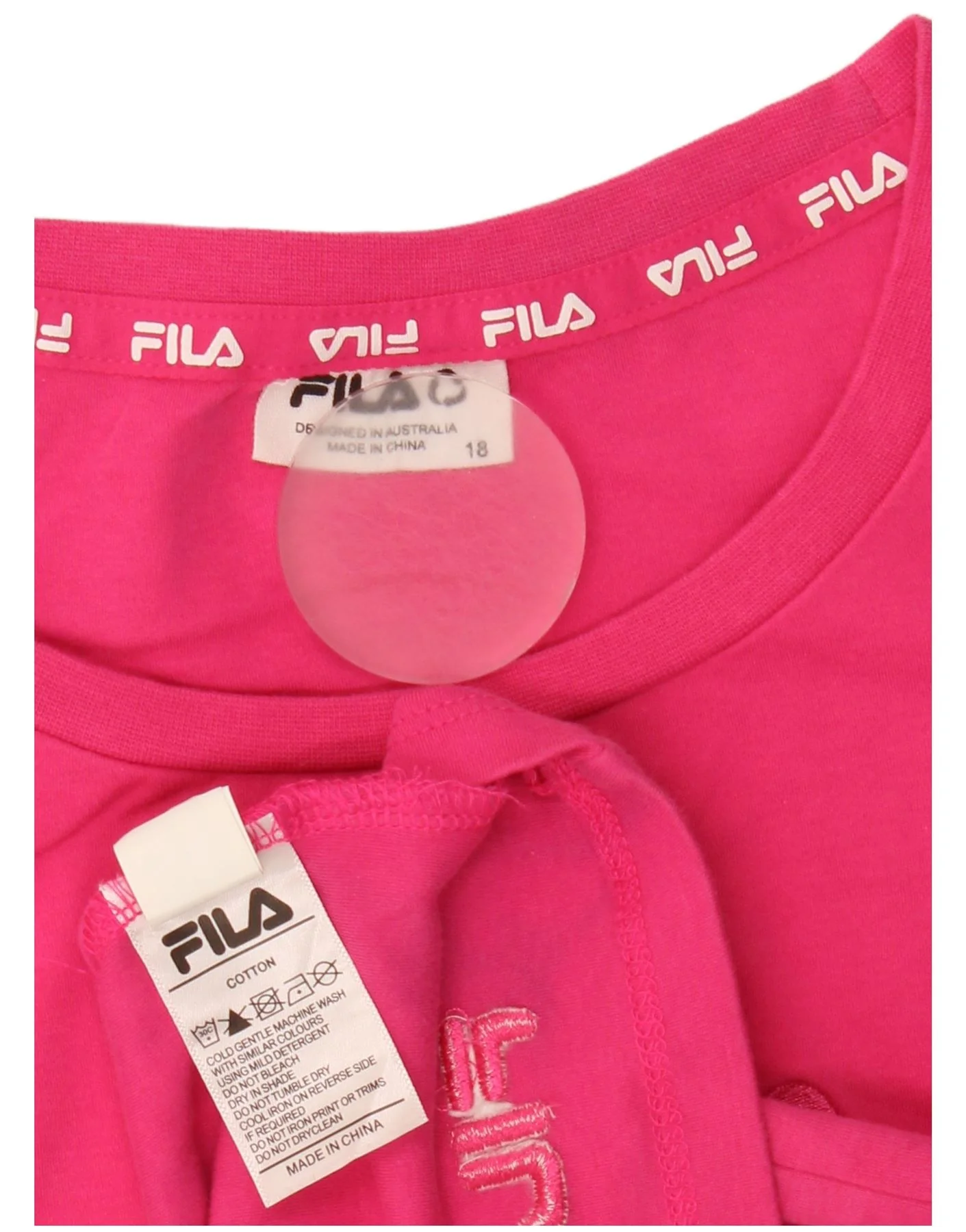 Fila Womens Graphic T-Shirt Top UK 18 XL Pink Cotton - Image 3