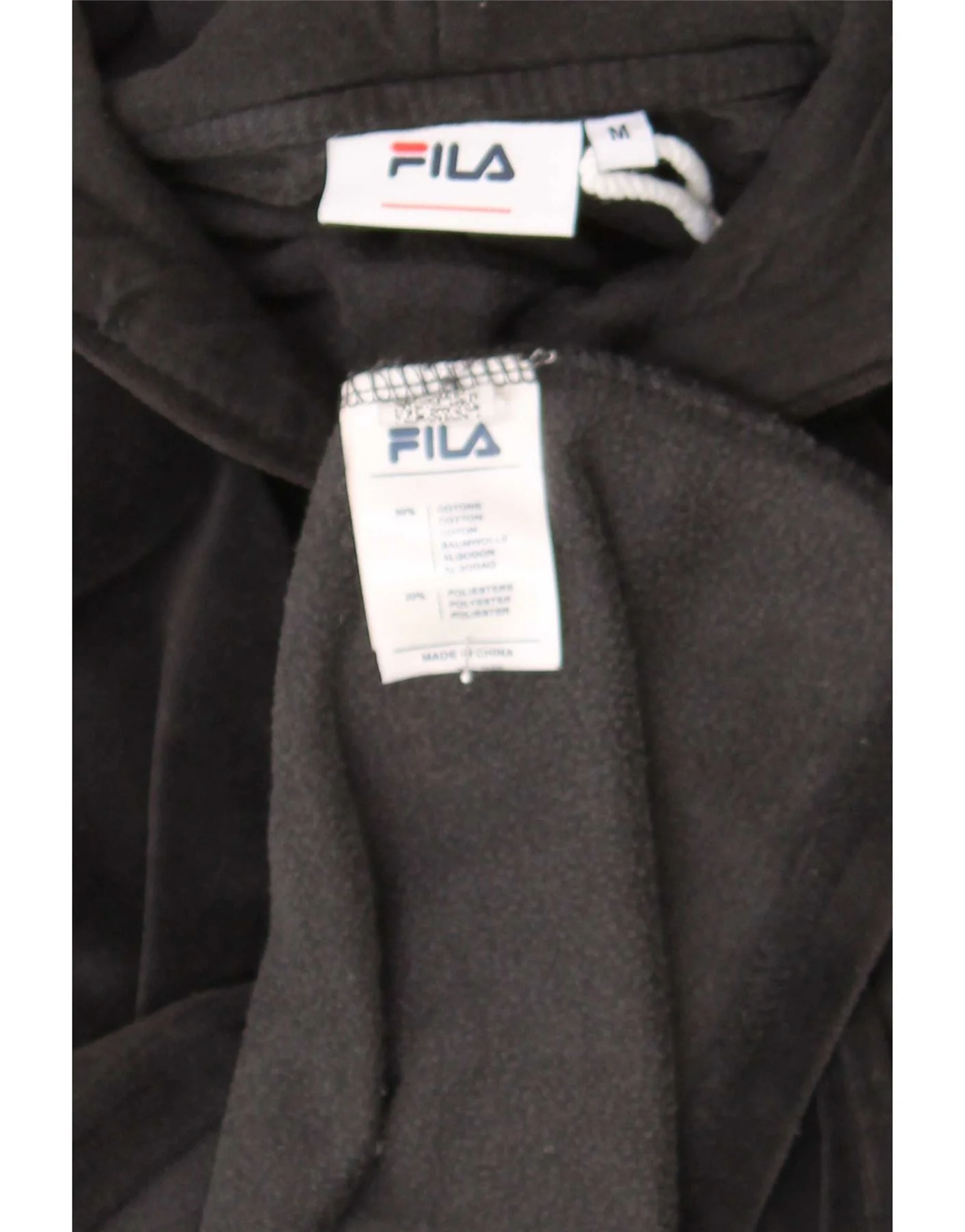 Fila Womens Graphic Velvet Hoodie Dresses UK 14 Medium Black Cotton - Image 3