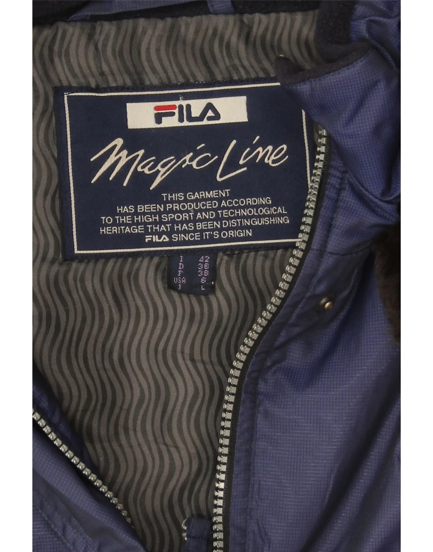 FILA Womens Oversized Hooded Windbreaker Jacket IT 42 Medium Navy Blue - Image 3