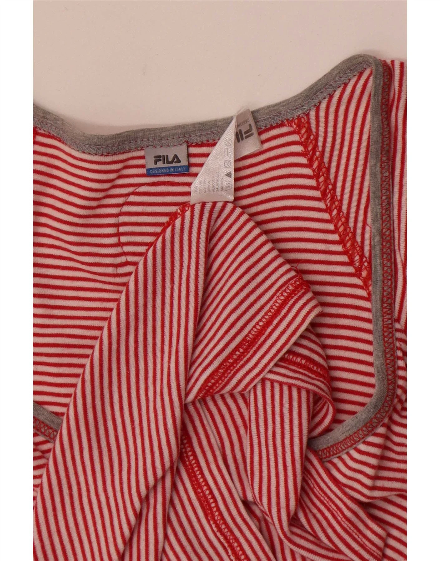 Fila Womens T-Shirt Dress UK 12 Medium Red Striped Cotton - Image 4