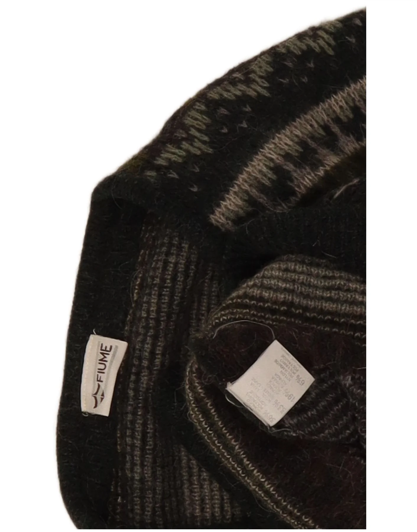 Fiume Mens Cardigan Sweater Large Grey Fair Isle Acrylic - Image 2
