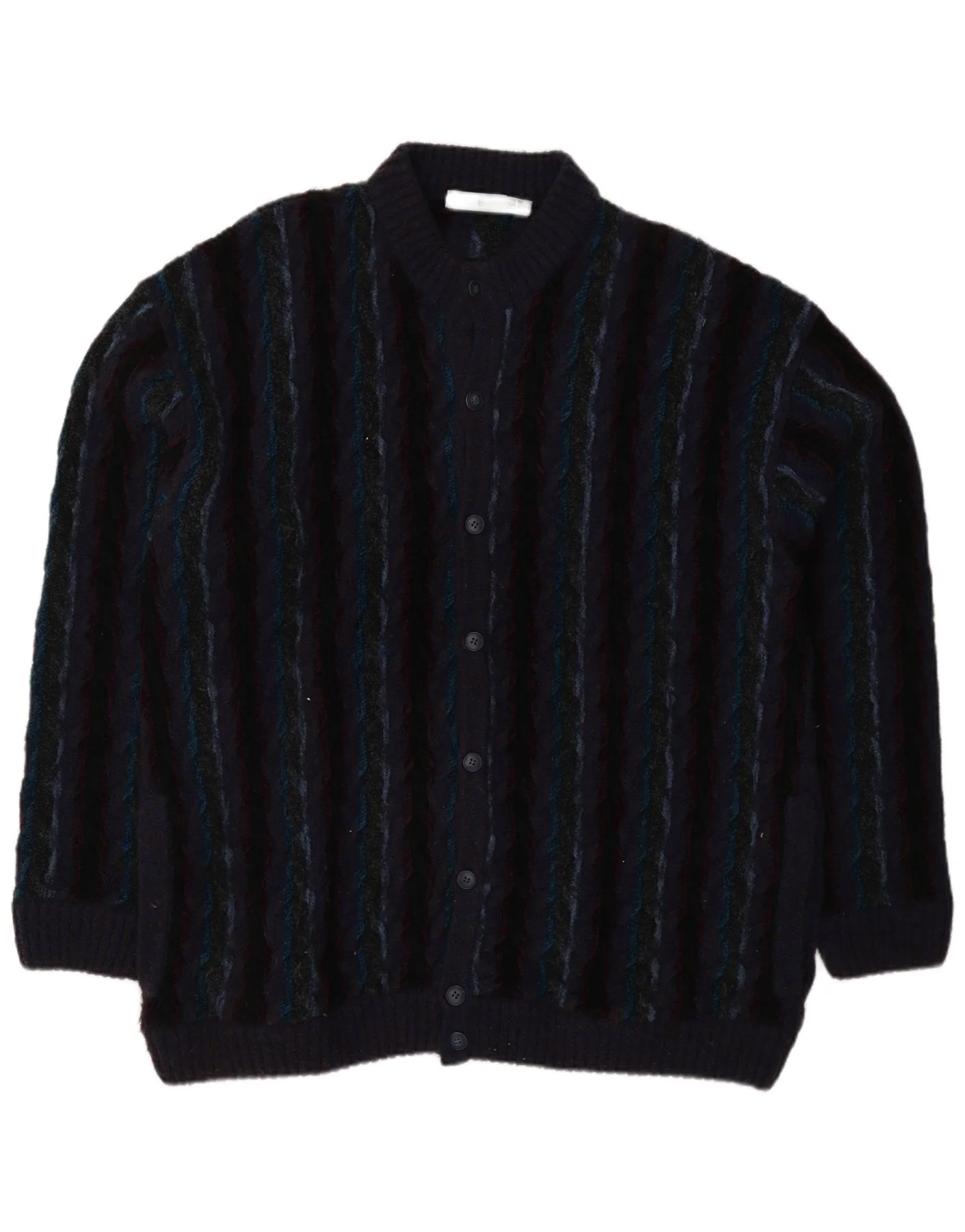 Fiume Mens Regular Fit Cardigan Sweater XL Purple Striped Wool